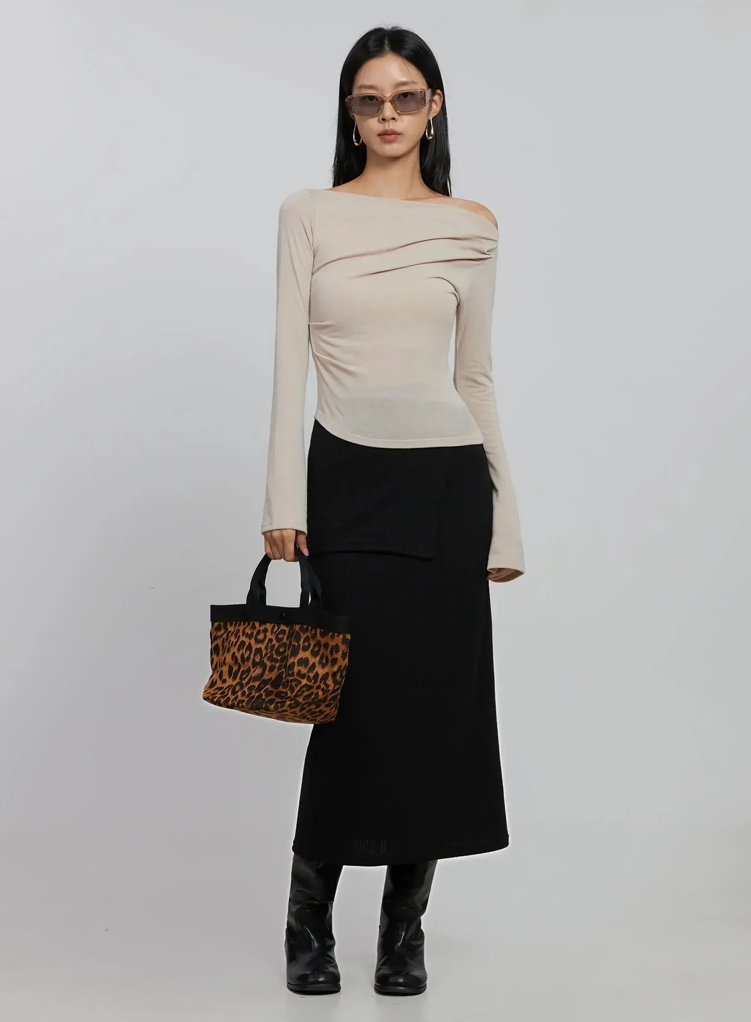 Sheer Off-Shoulder Long Sleeve Top ID516 - Image 2