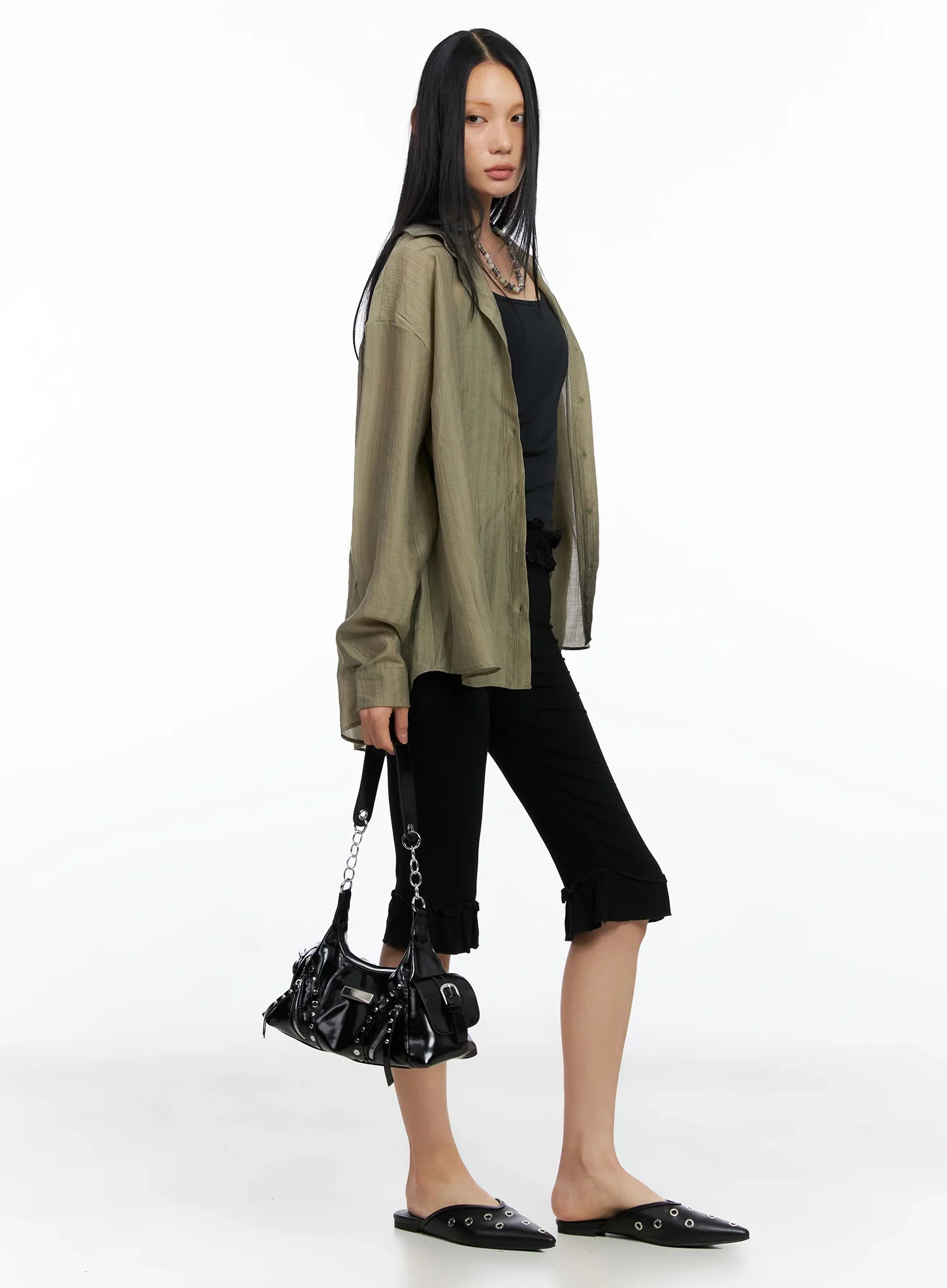 Sheer Oversized Long Sleeve Shirt IO516 - Image 12