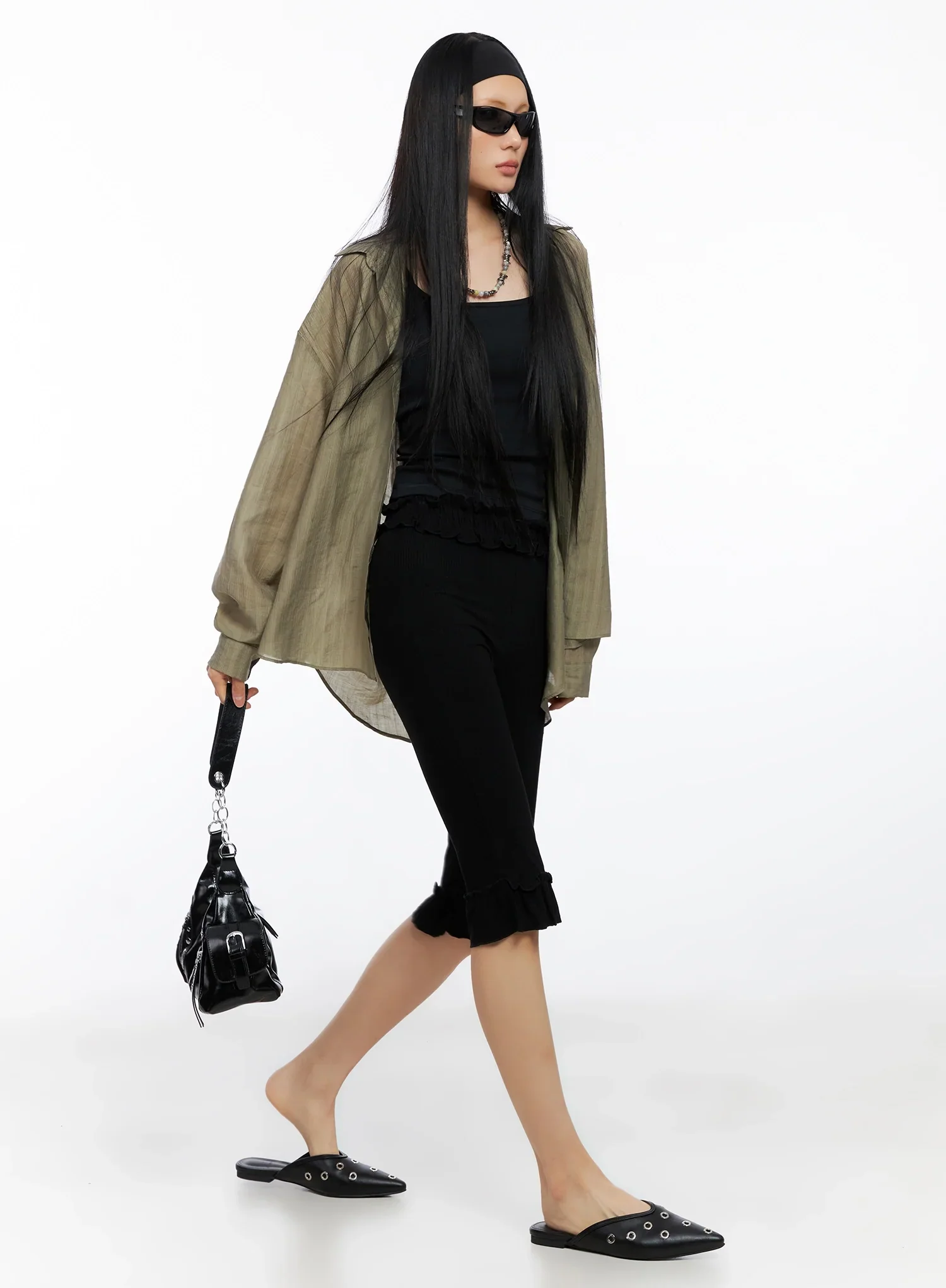 Sheer Oversized Long Sleeve Shirt IO516 - Image 15