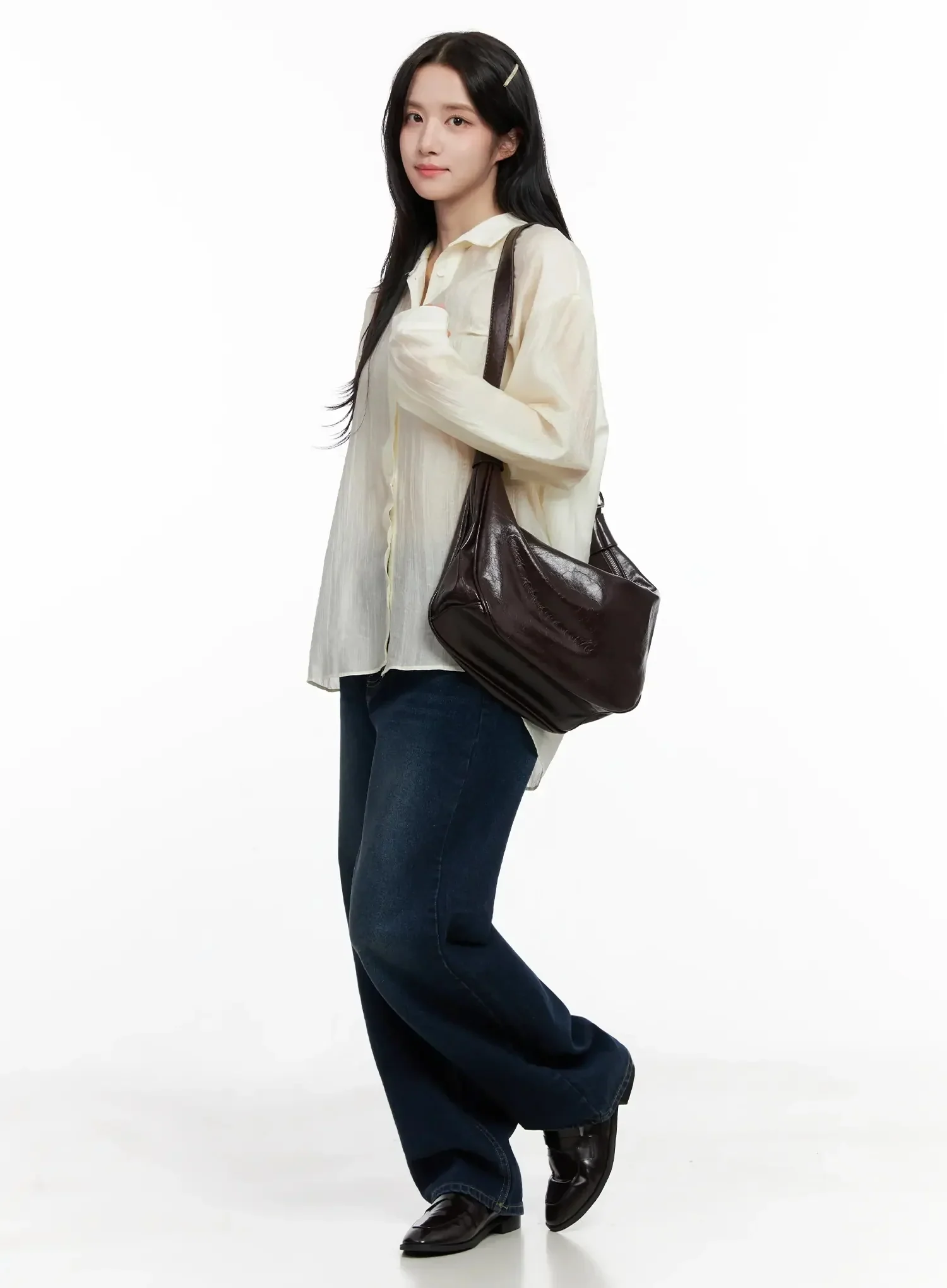 Sheer Oversized Long Sleeve Shirt IO516 - Image 5