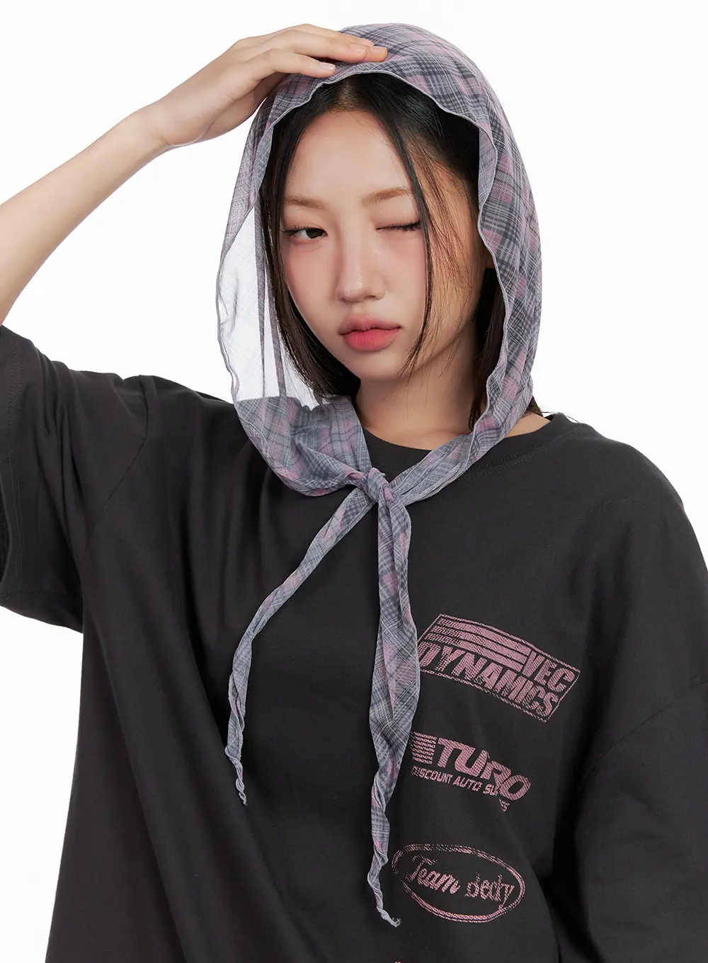 Sheer Plaid Head Scarf CL522 - Image 4