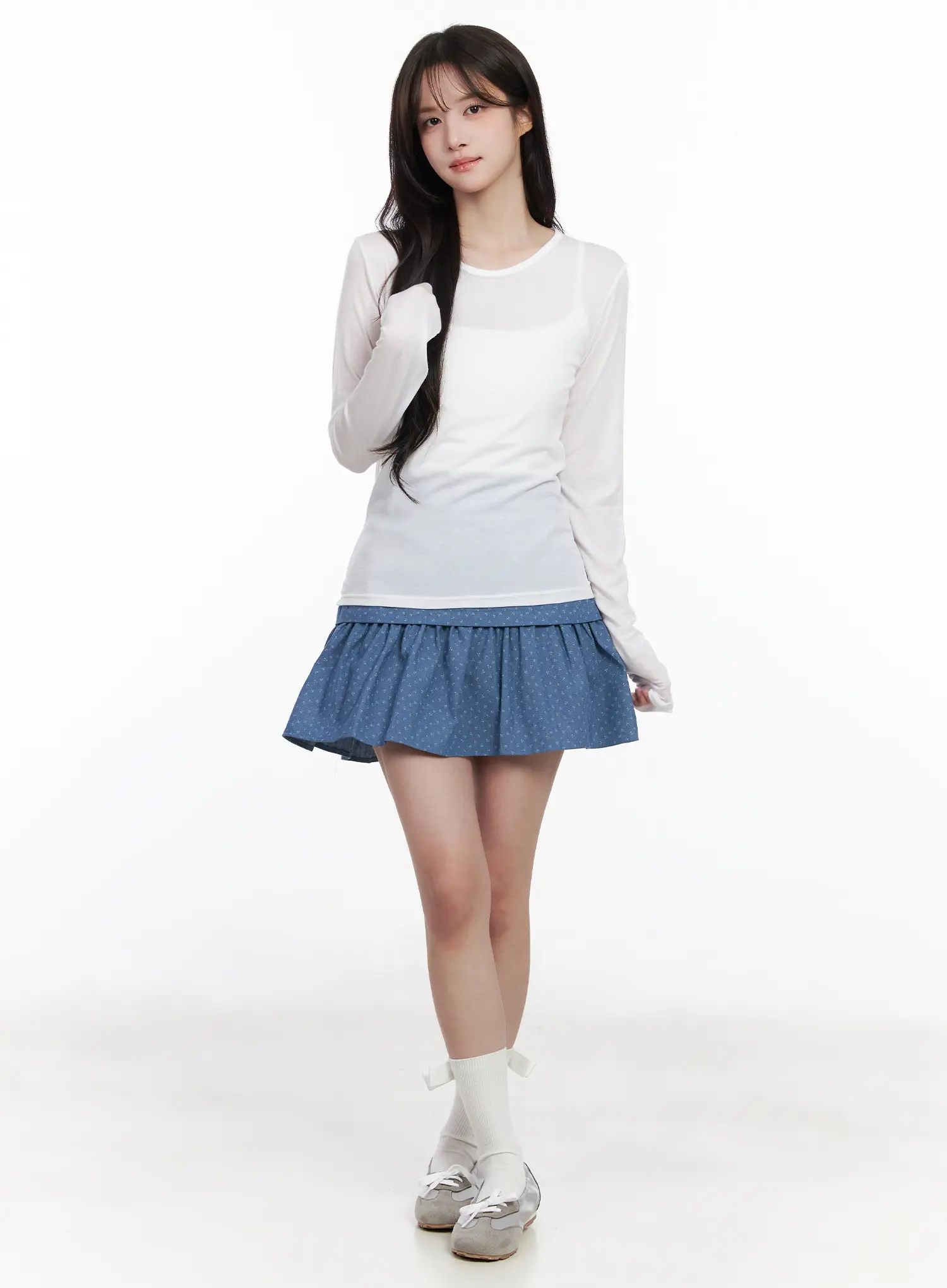Sheer Round Neck Long Sleeve Top CM527 - Image 3