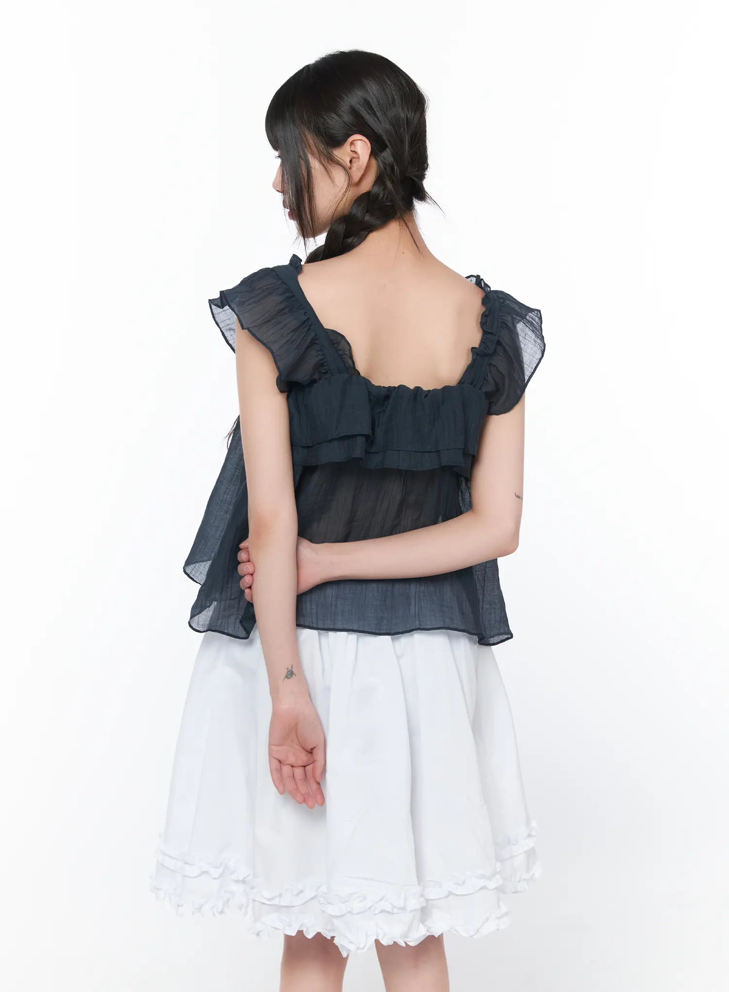 Sheer Ruffle Sleeve Blouse CA528 - Image 9