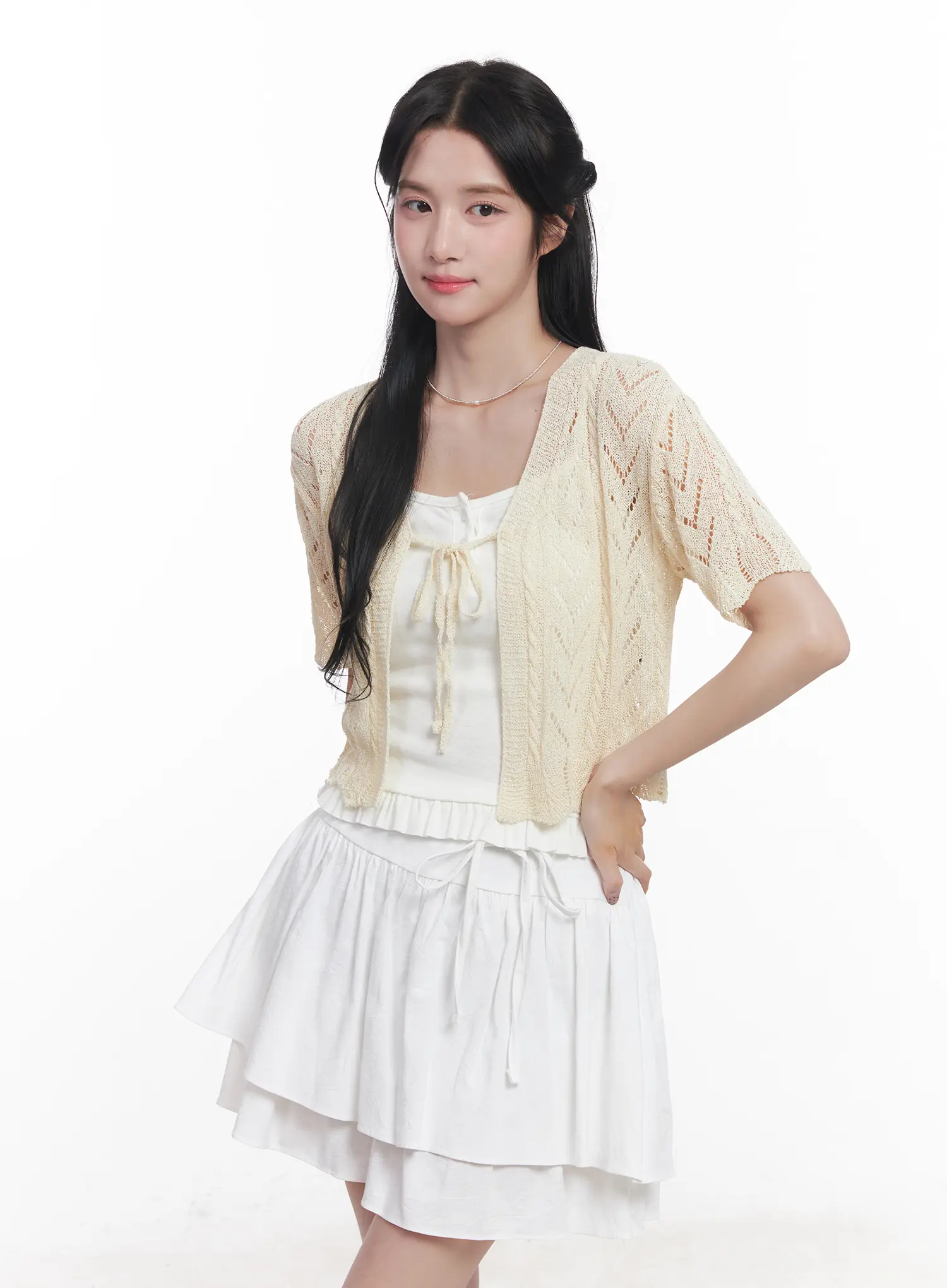 Sheer Short-Sleeve Cardigan CU523 - Image 14