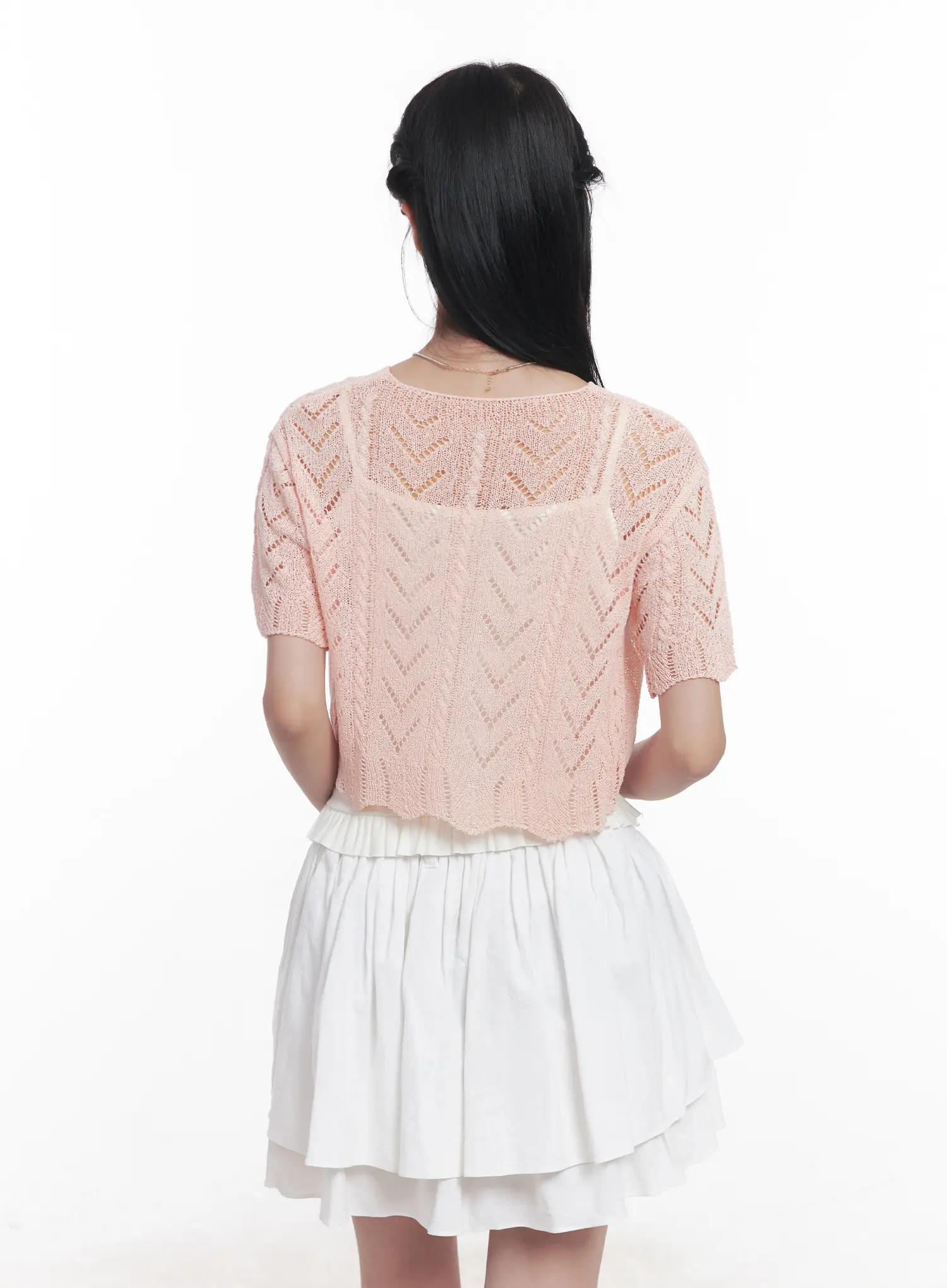 Sheer Short-Sleeve Cardigan CU523 - Image 8