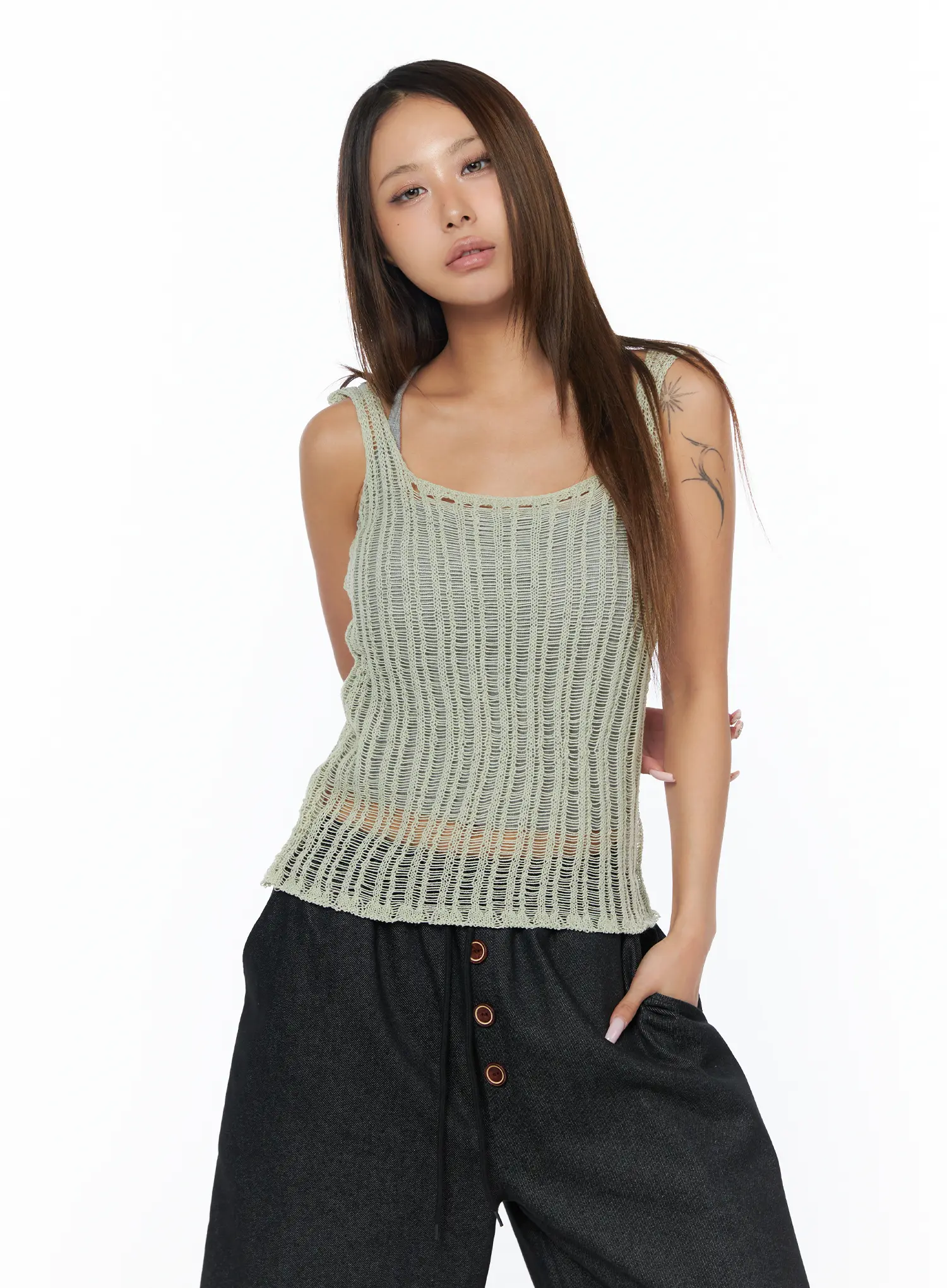 Sheer Summer Knit Sleeveless Top CA517 - Image 10