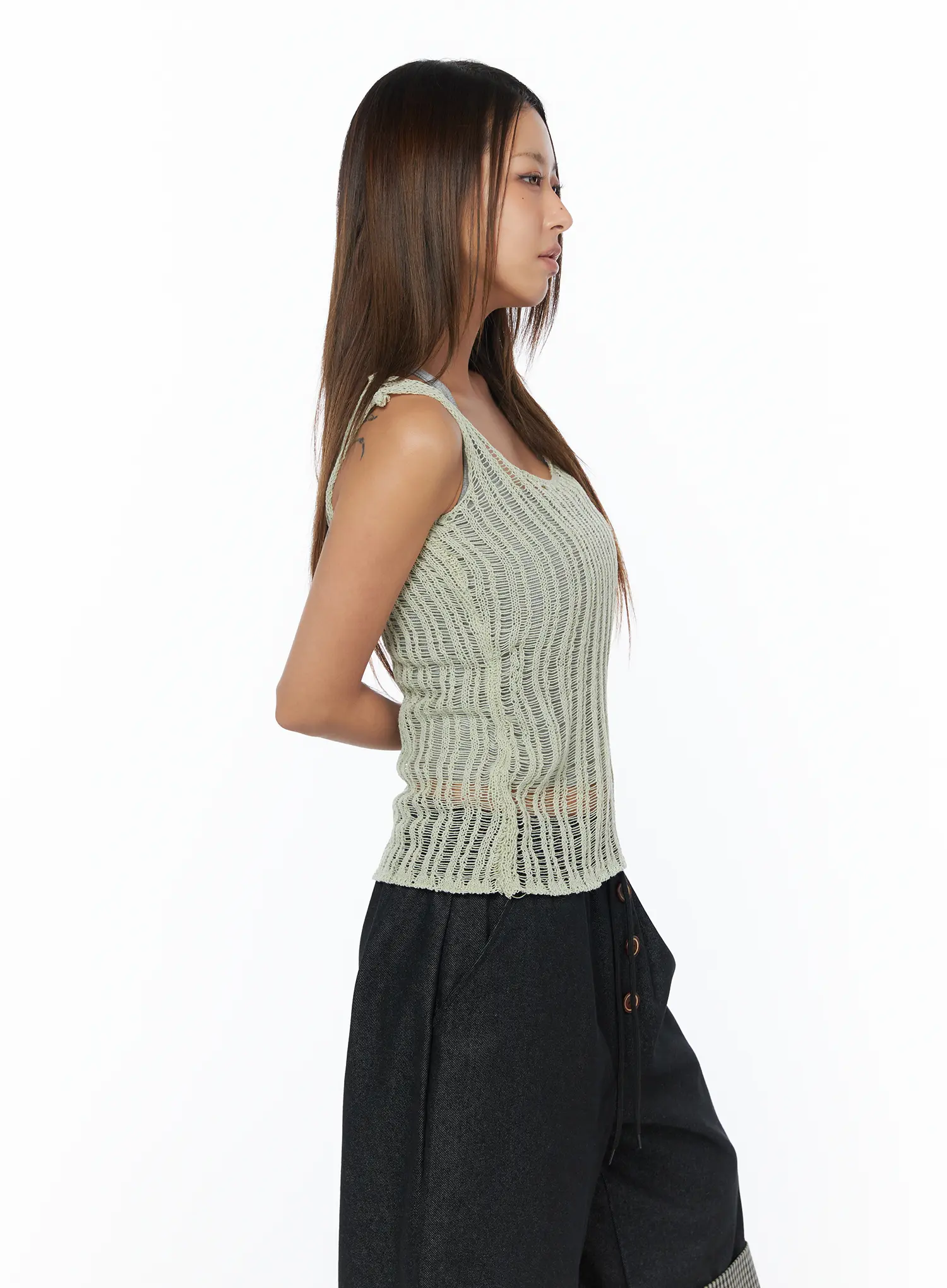 Sheer Summer Knit Sleeveless Top CA517 - Image 6