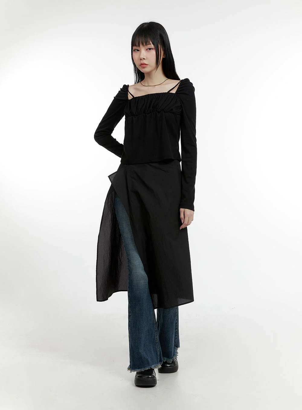 Sheer Wrap Midi Skirt CM429 - Image 2