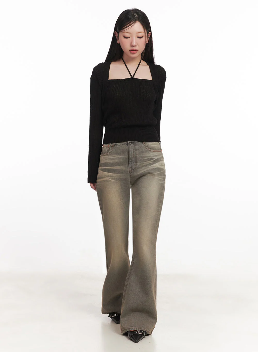 Sherry Washed Slim-Fit Bootcut Jeans IM528 - Image 3