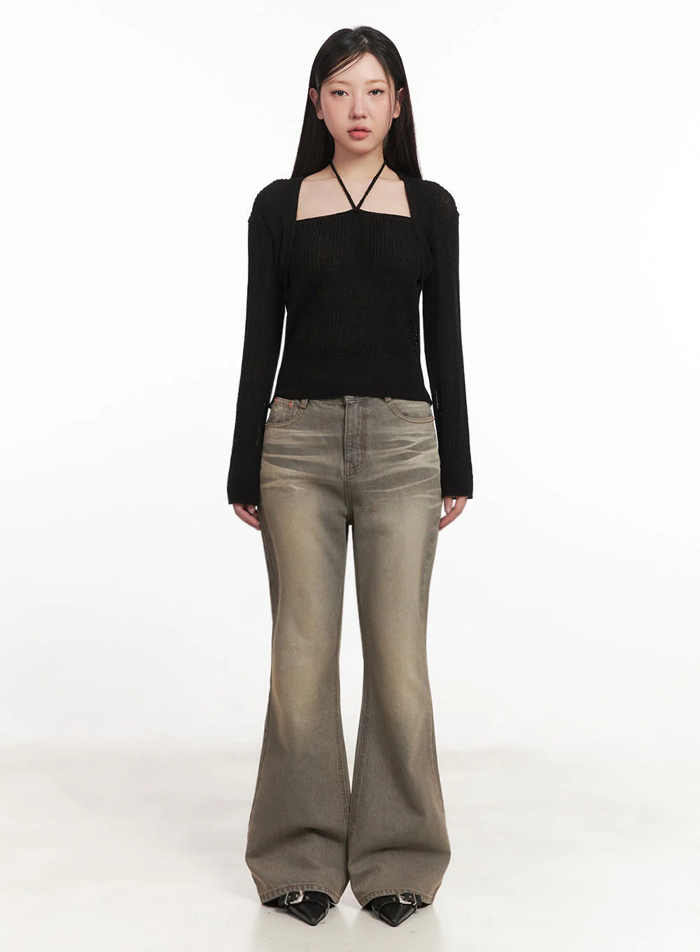 Sherry Washed Slim-Fit Bootcut Jeans IM528 - Image 4