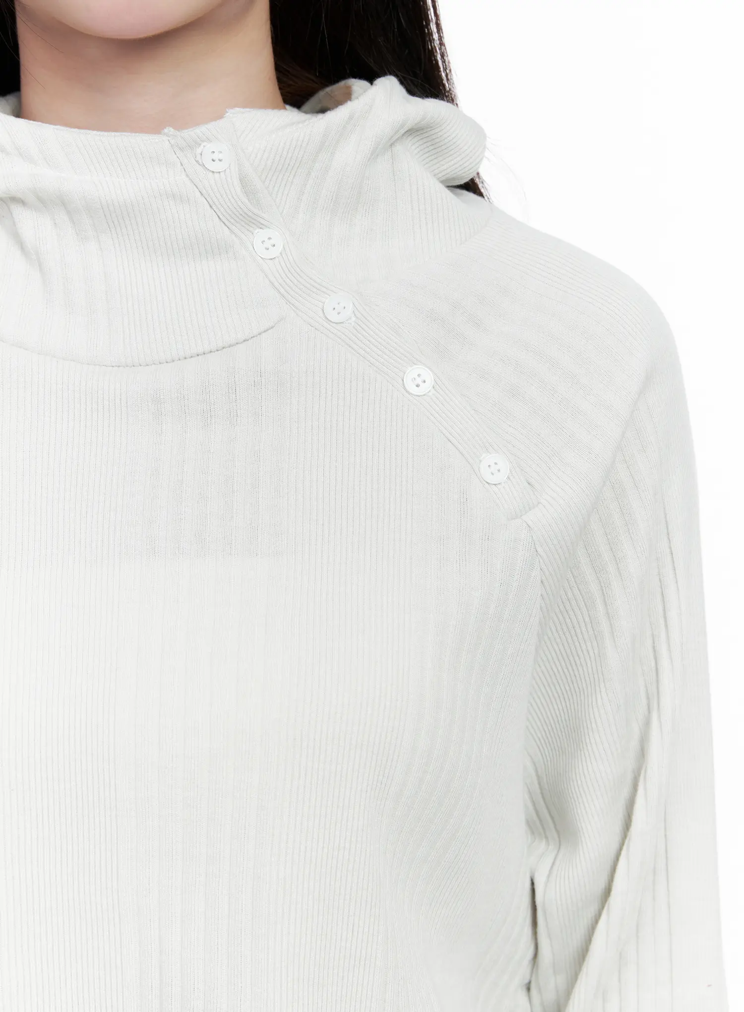 Shirred Button Hoodie CO520 - Image 8