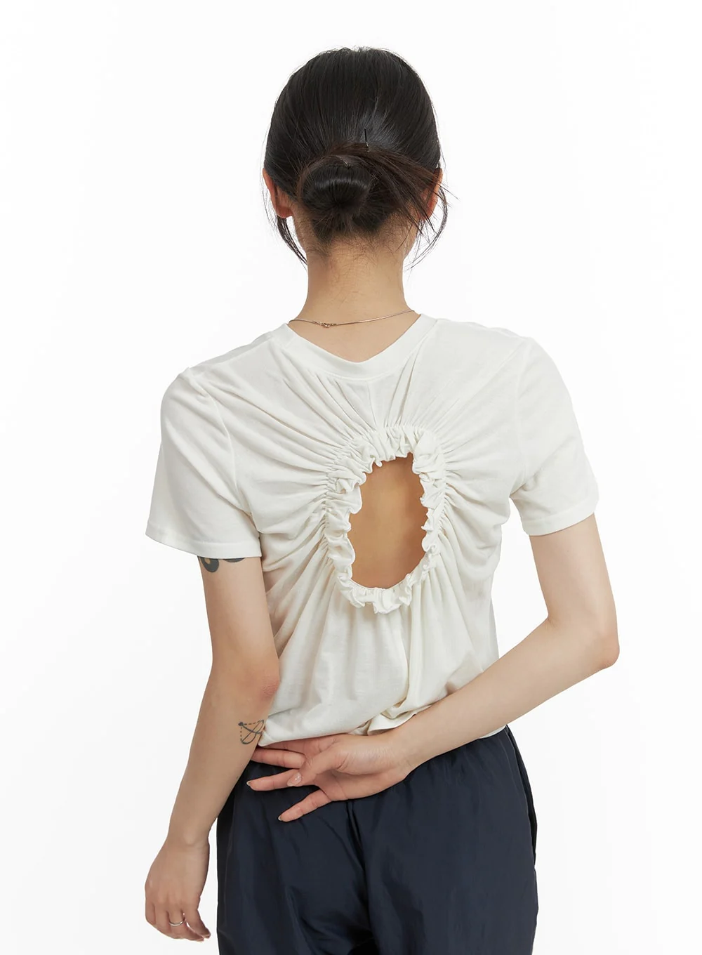 Shirred Cut-Out Back Top CM426 - Image 5