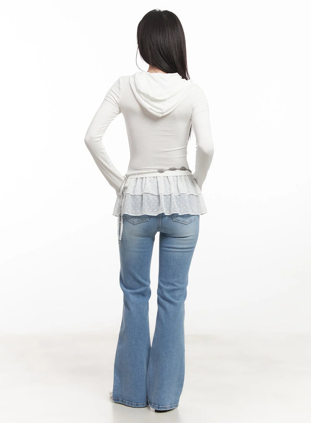 Shirred Cut-Out Crop Hoodie Top CA521 - Image 4