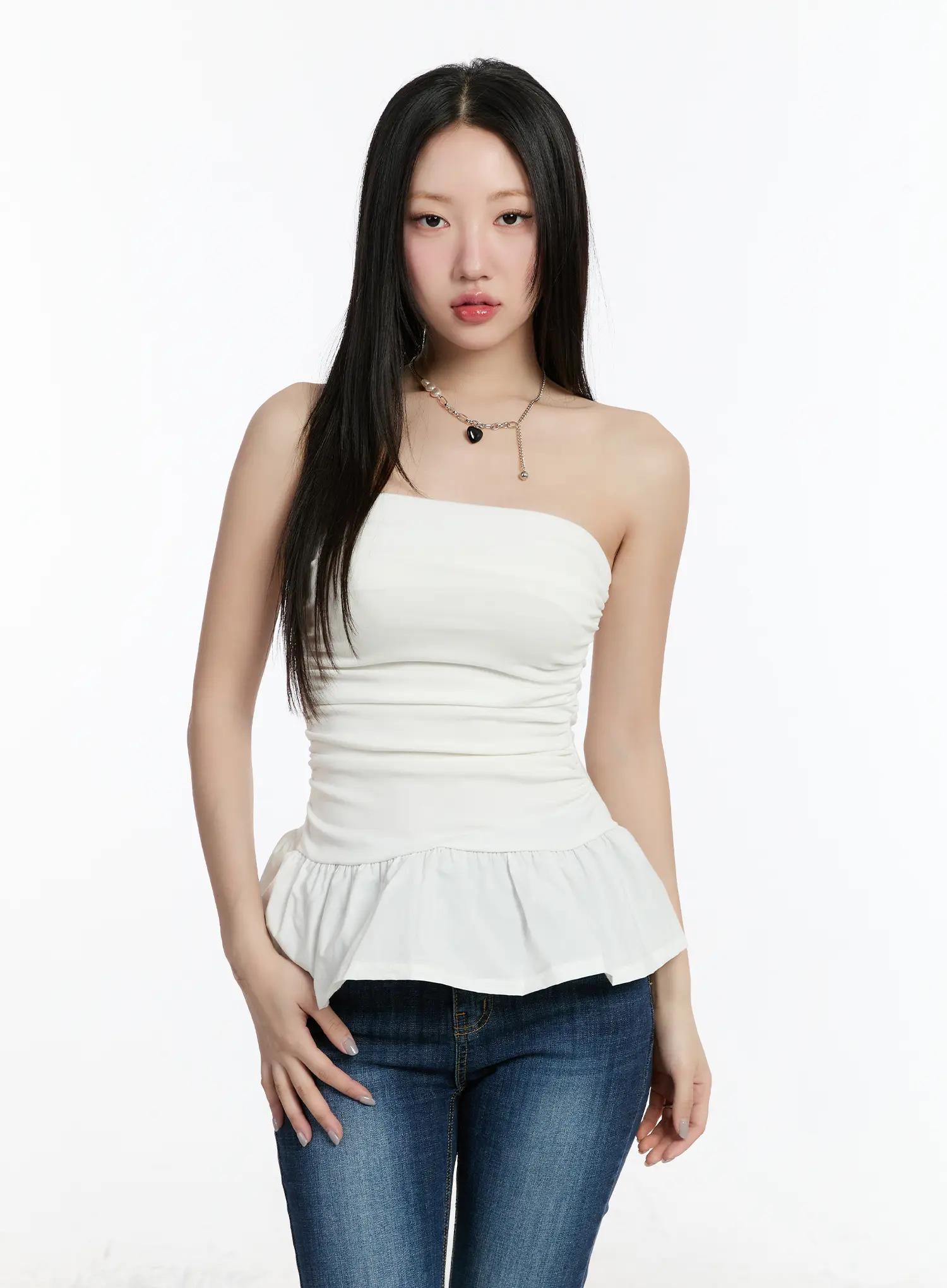 Shirred Flare Tube Top CM511 - Image 2
