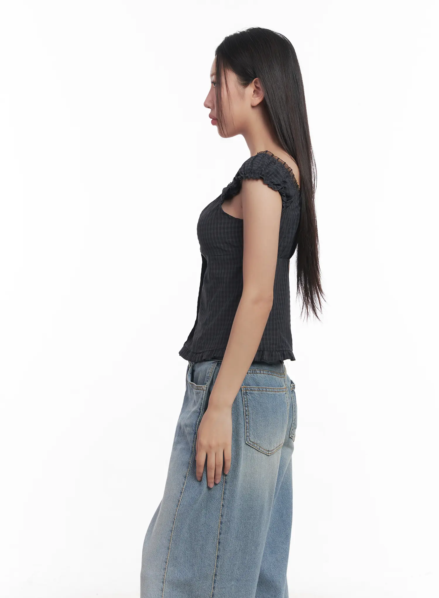 Shirred Frill Sleeveless Top CU516 - Image 3