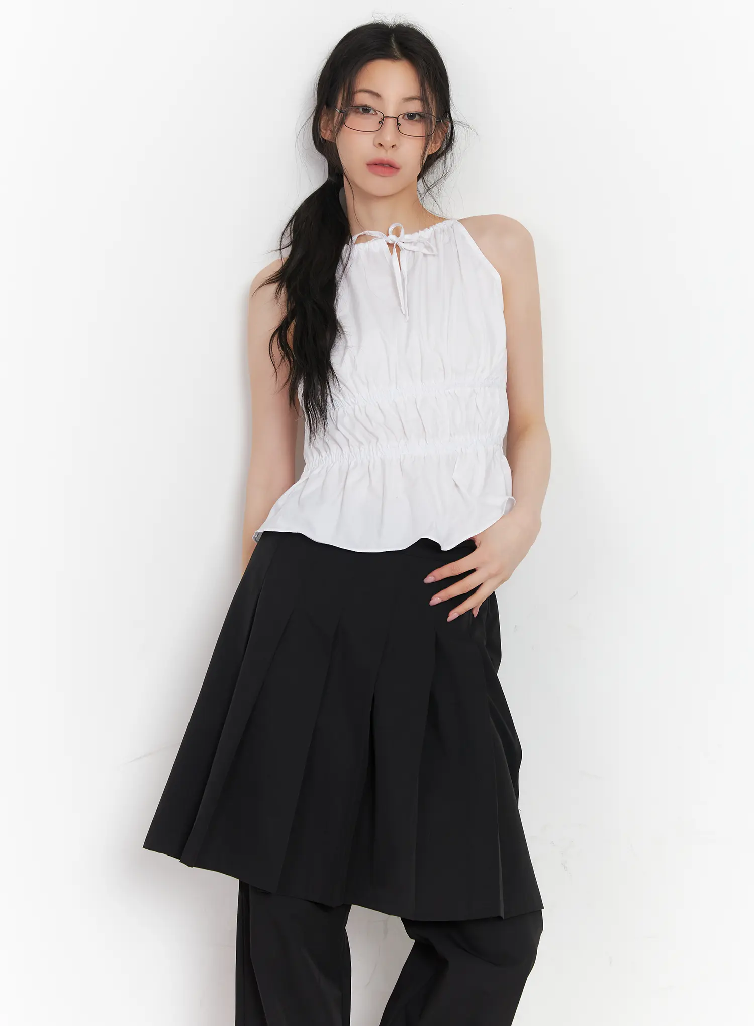 Shirred Halter-Neck Blouse CU510