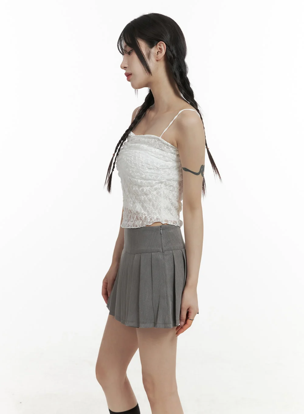 Shirred Lace Crop Cami Top OA425 - Image 4