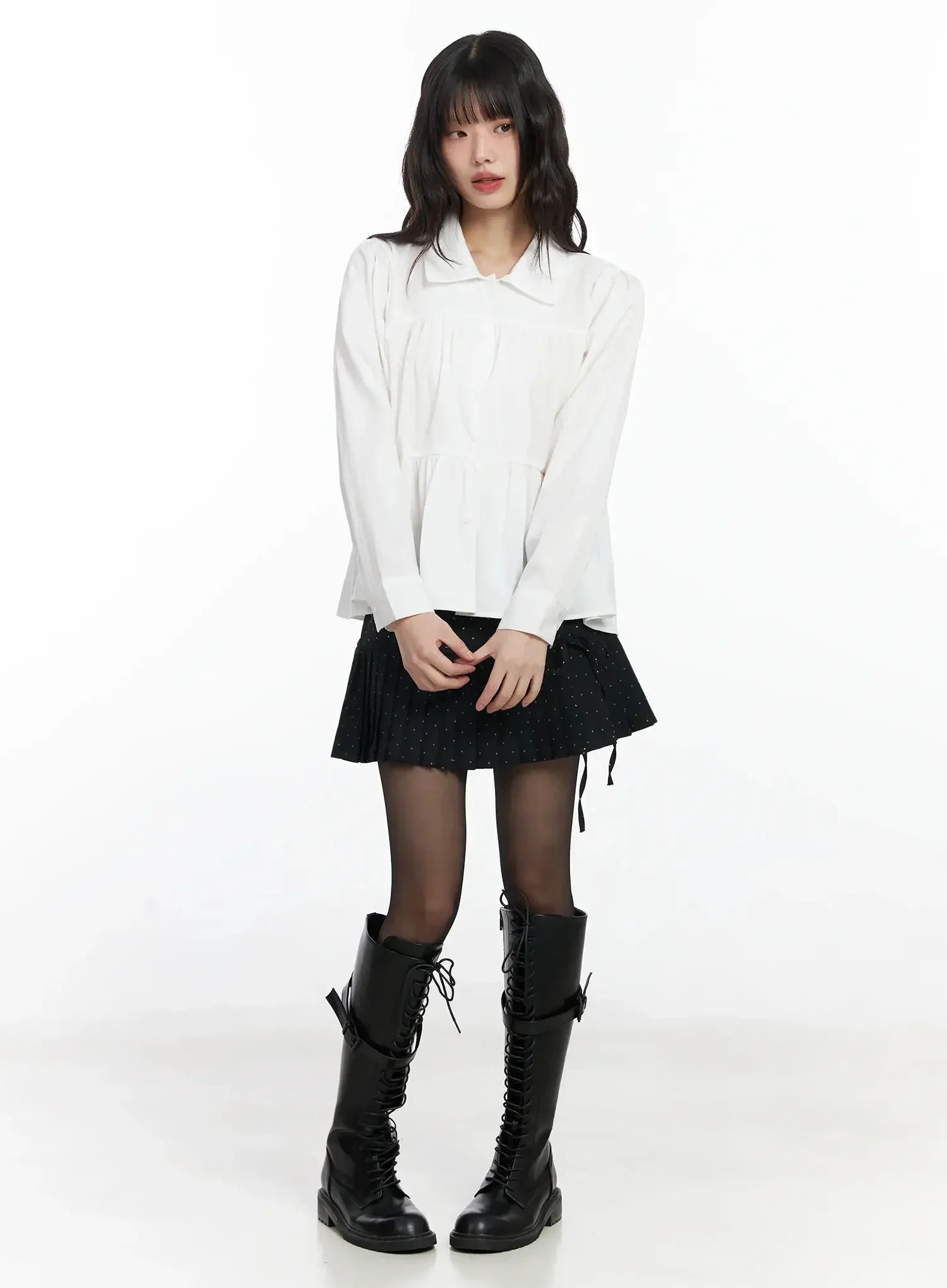 Shirred Long Shirt IF505 - Image 9