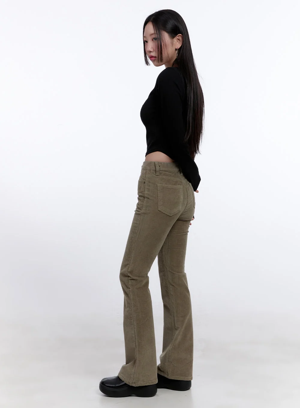 Shirred Long-Sleeve Buttoned Crop Tee CJ513 - Image 3