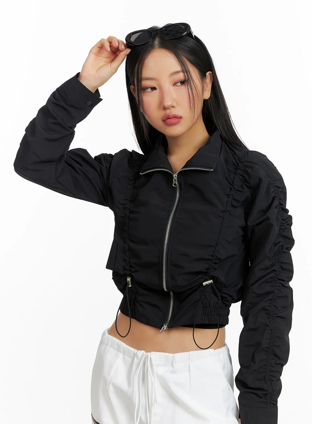 Shirred Nylon Crop Jacket CF414 - Image 2
