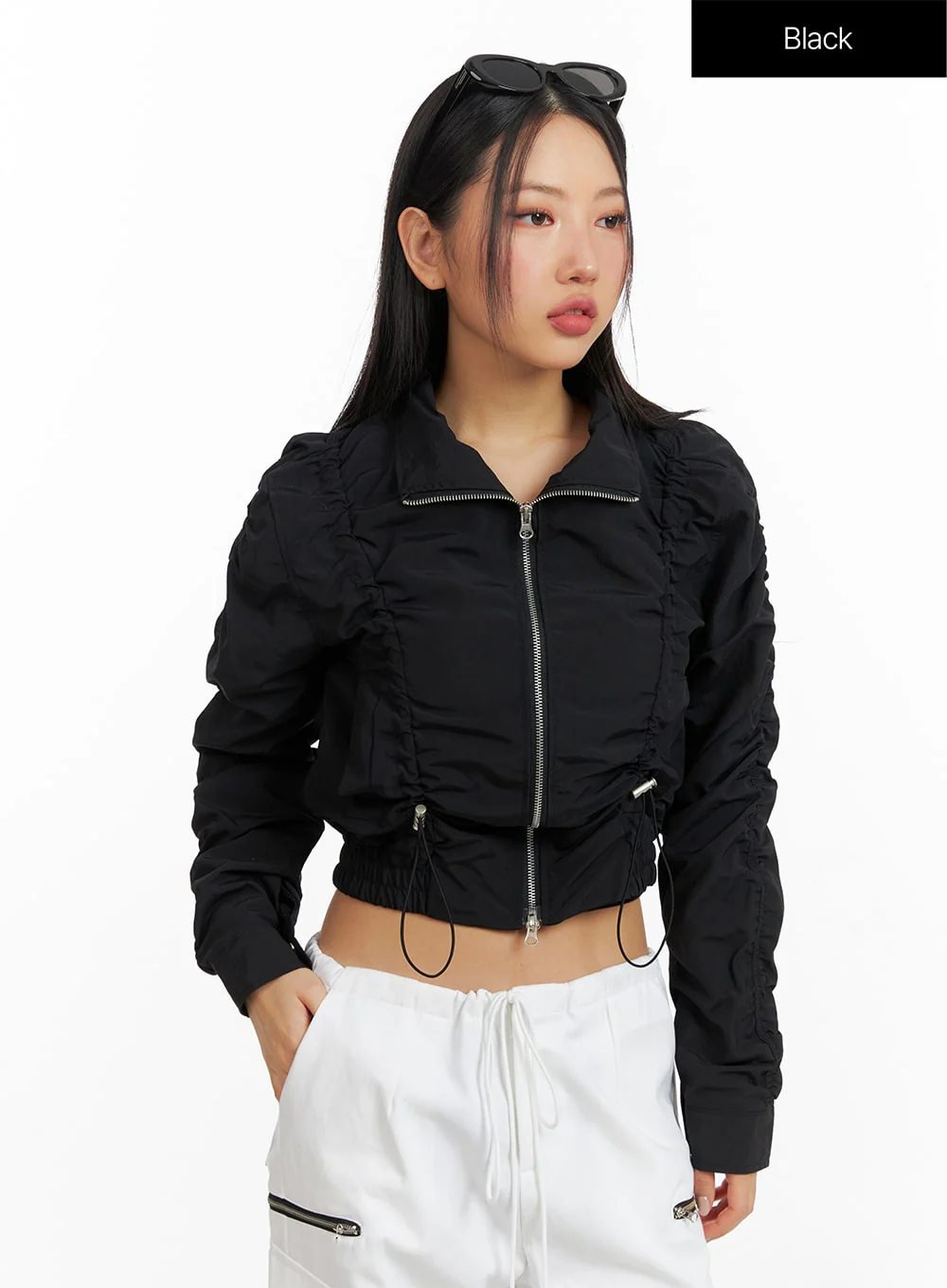 Shirred Nylon Crop Jacket CF414 - Image 9