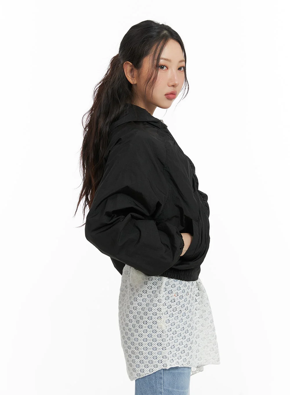 Shirred Nylon Hooded Jacket CM426 - Image 4
