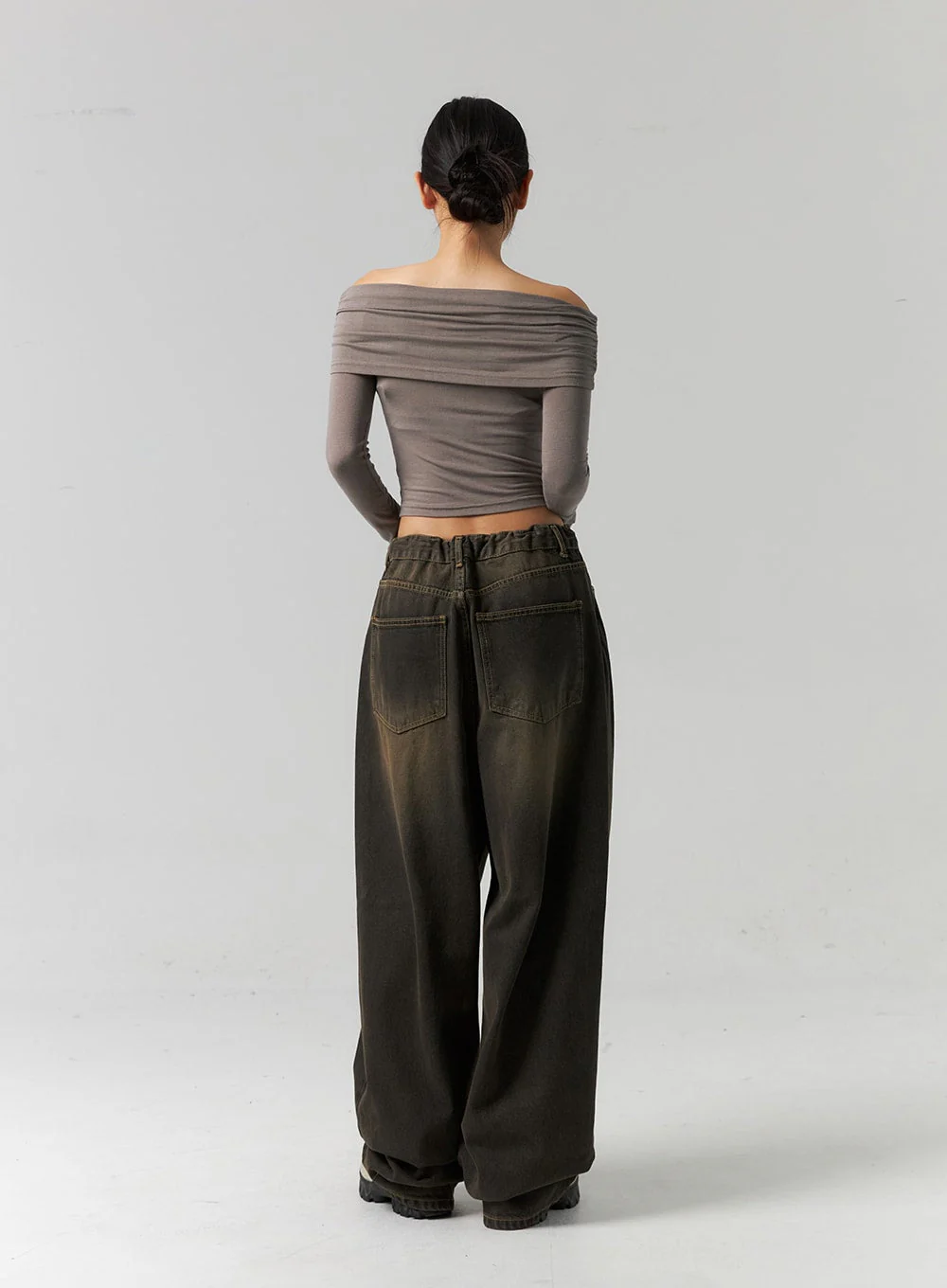 Shirred Off-Shoulder Crop Top CS320 - Image 8