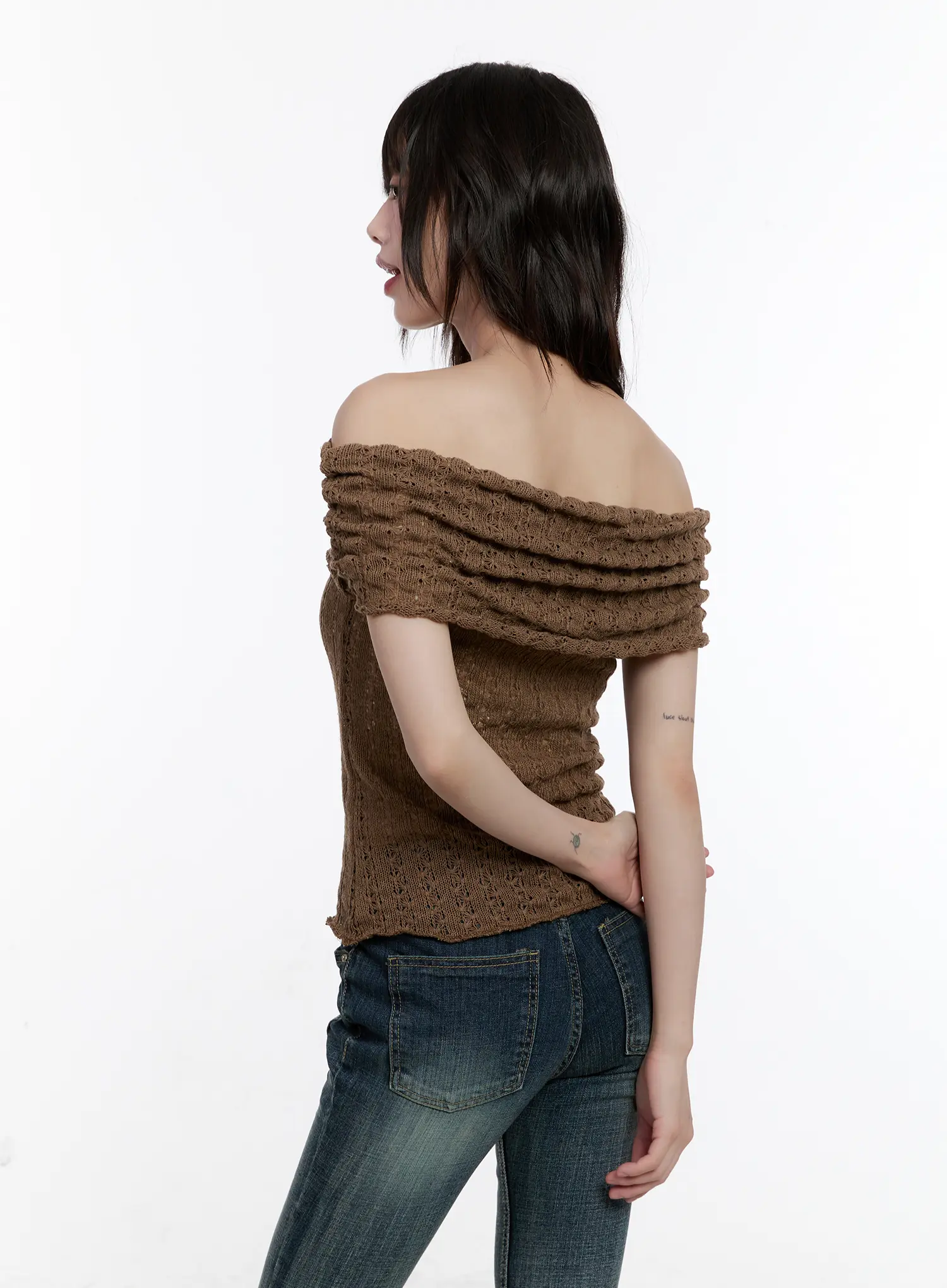 Shirred Off-Shoulder Knit Top CL504 - Image 5