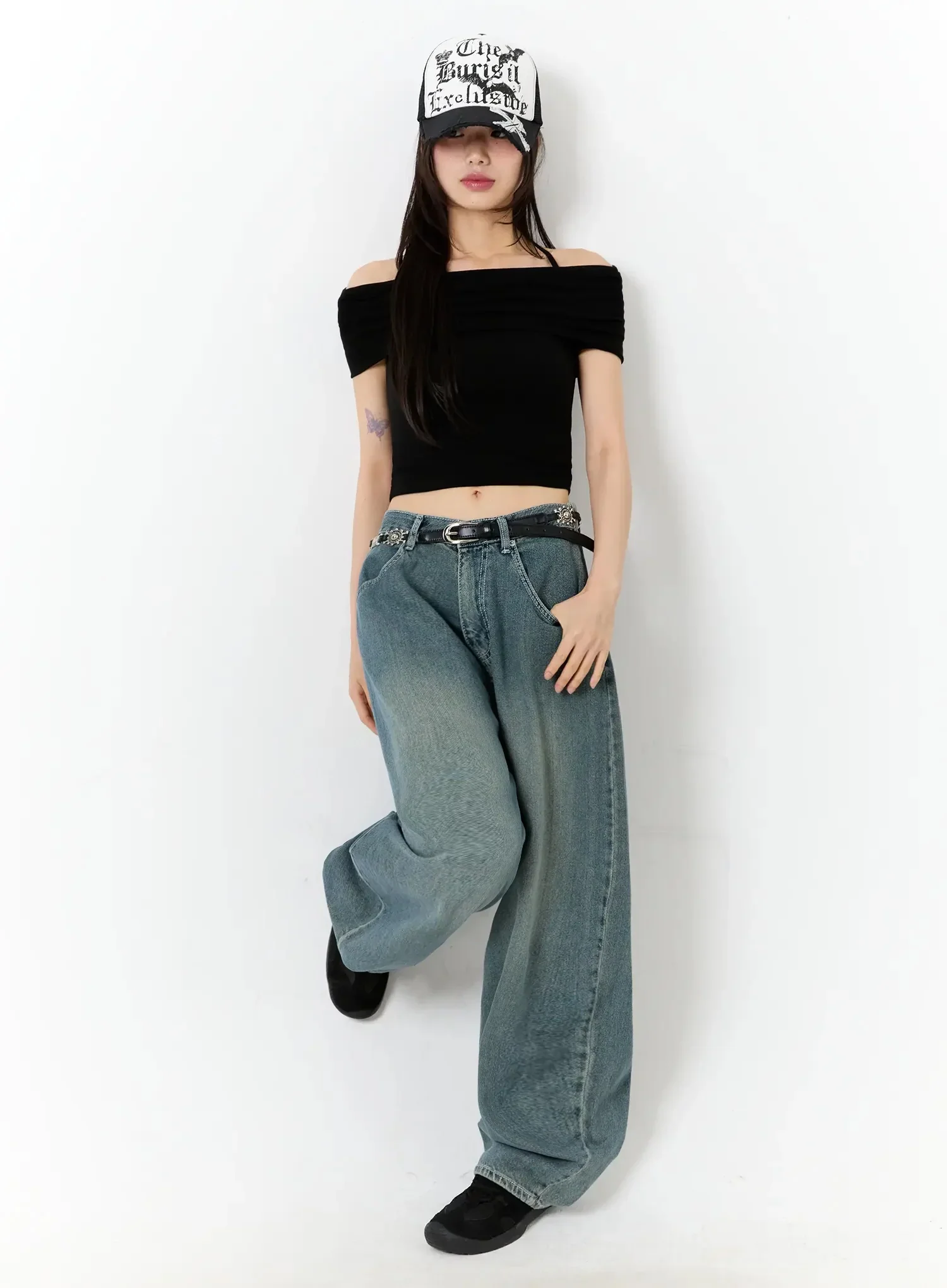 Shirred Off-Shoulder Short-Sleeve Tee IU525 - Image 15