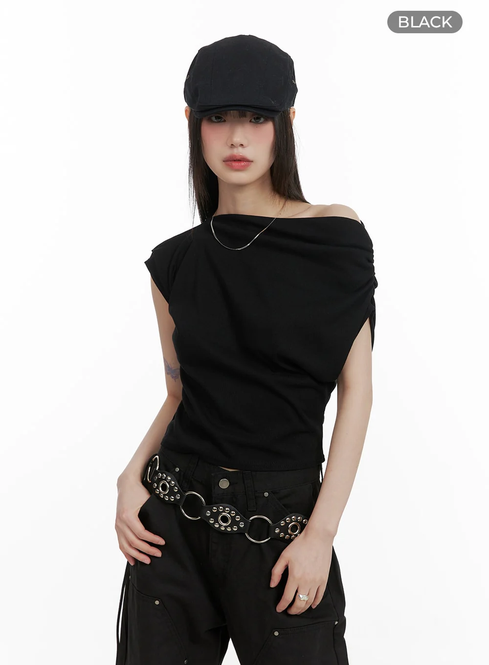 Shirred One-Shoulder Top CA419 - Image 7