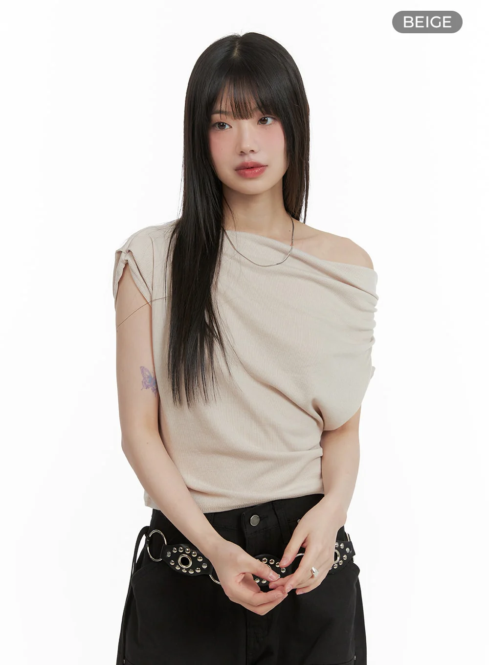 Shirred One-Shoulder Top CA419 - Image 9