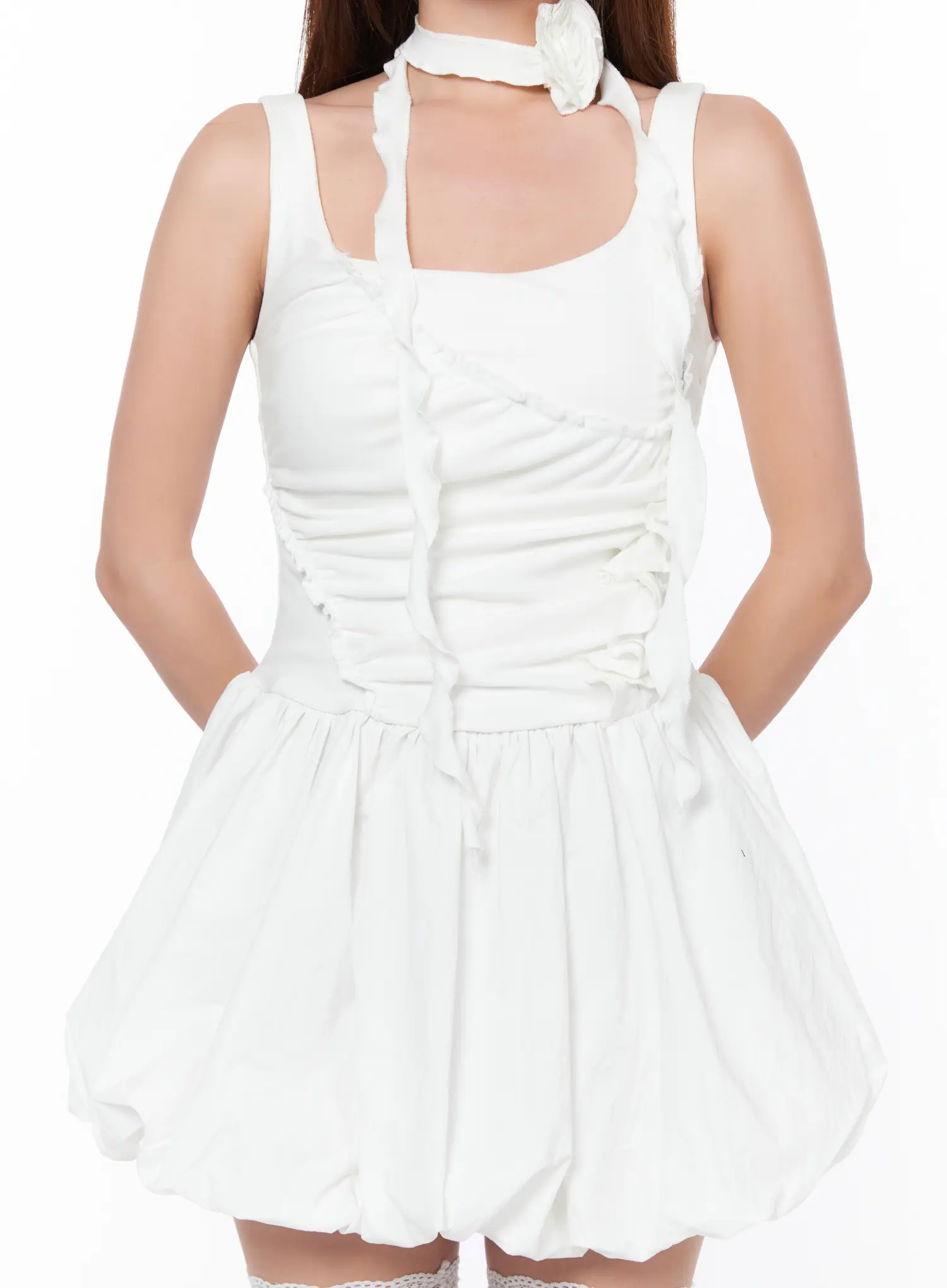 Shirred Pumpkin Mini Dress CA514 - Image 5