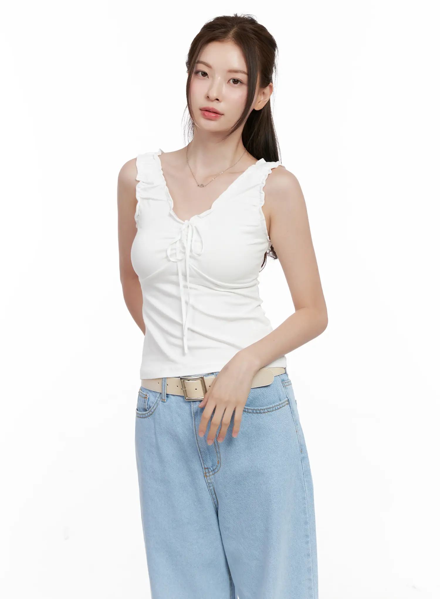 Shirred Ribbon 2-Way Sleeveless Top CL523 - Image 13