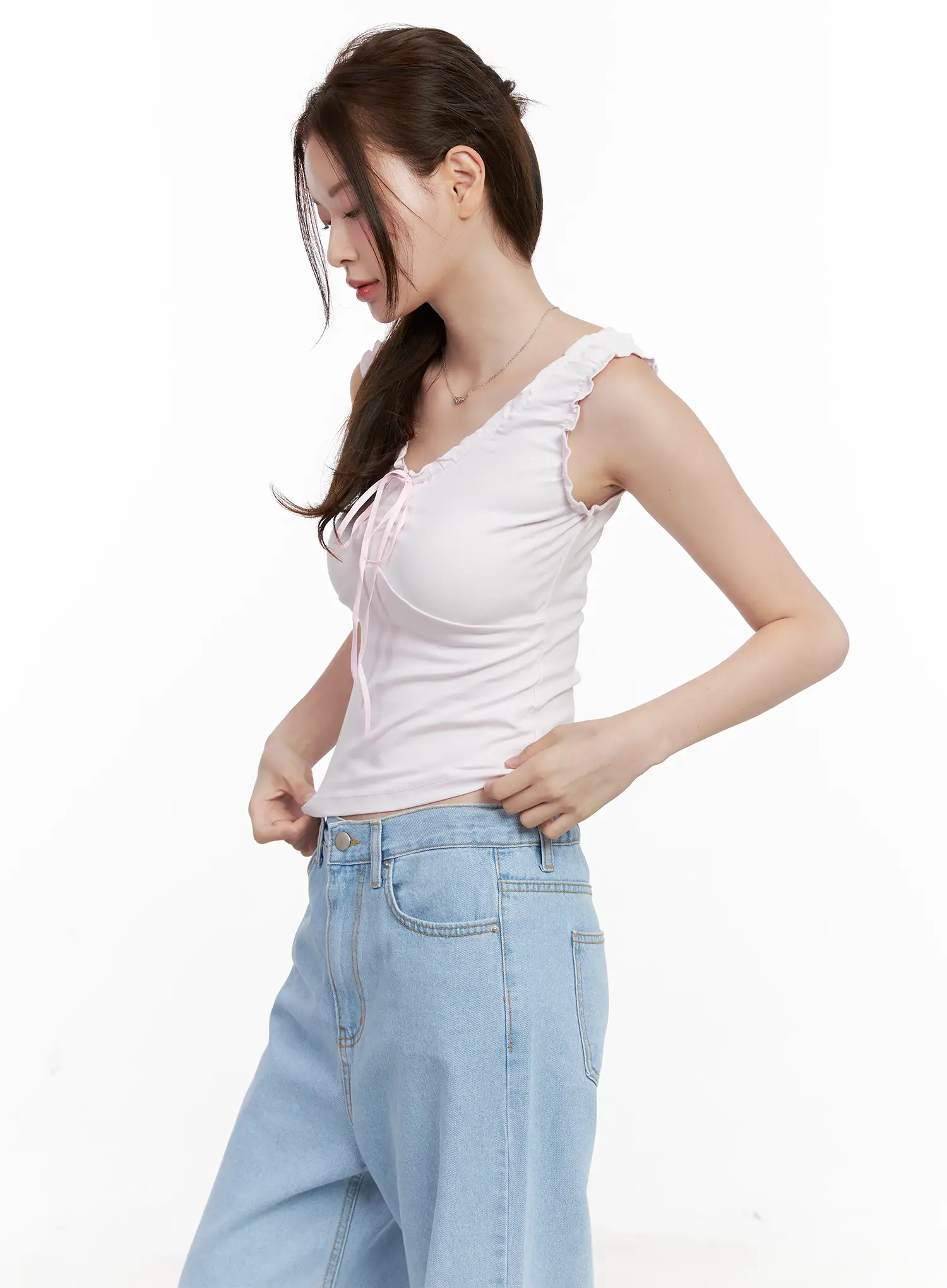 Shirred Ribbon 2-Way Sleeveless Top CL523 - Image 5