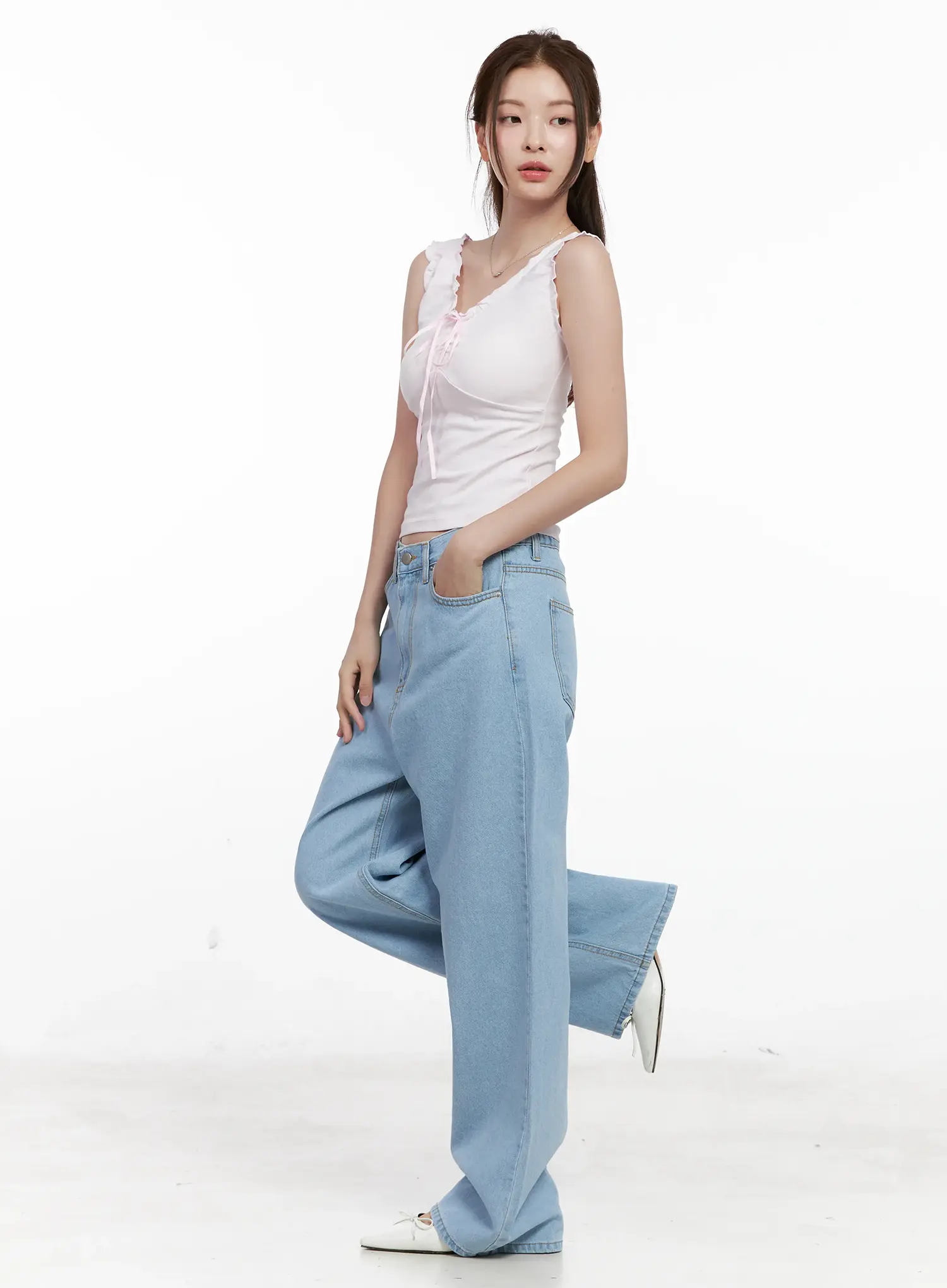 Shirred Ribbon 2-Way Sleeveless Top CL523 - Image 6