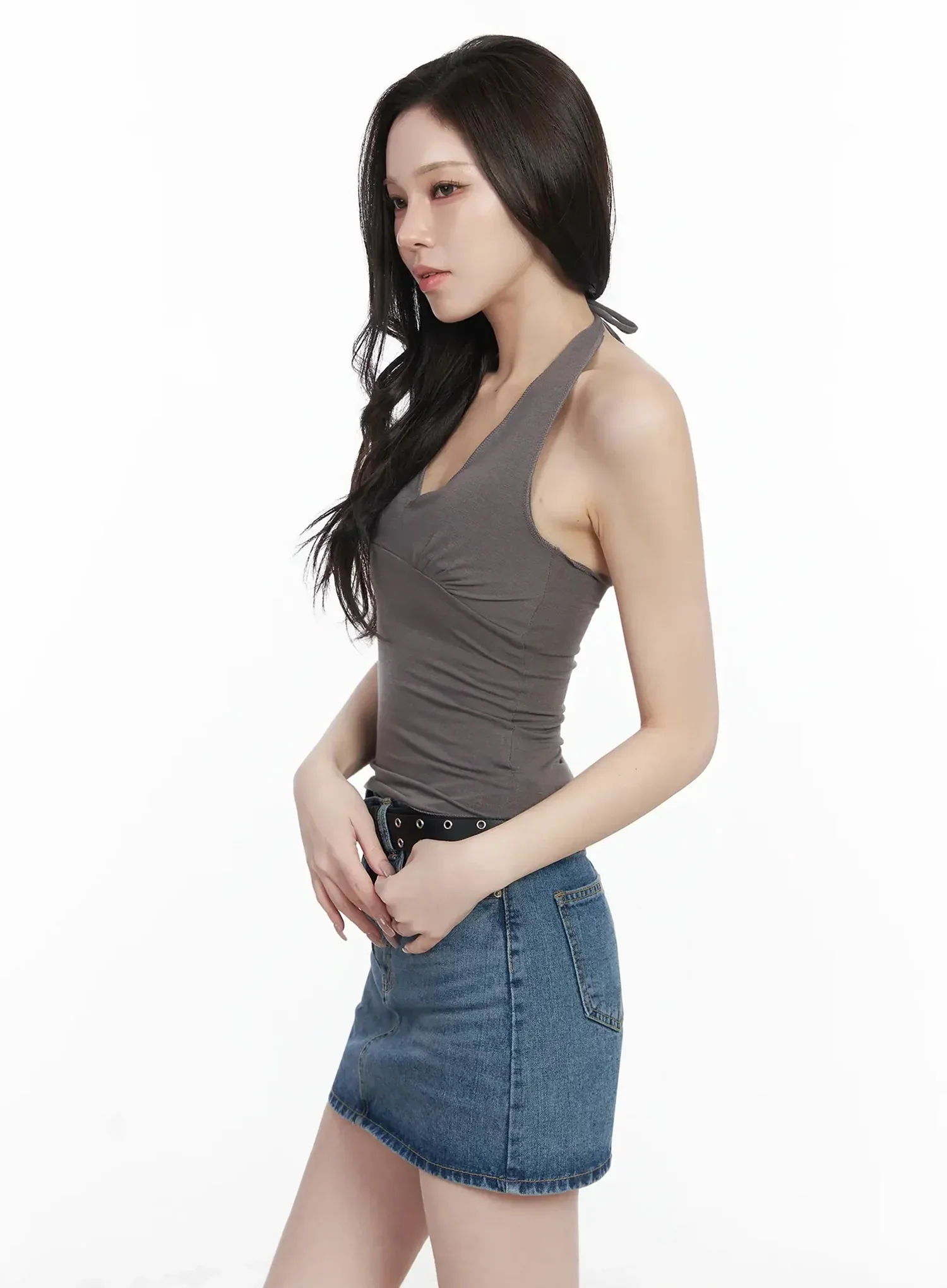 Shirred Sleeveless Halter Neck Tank Top IJ528 - Image 7