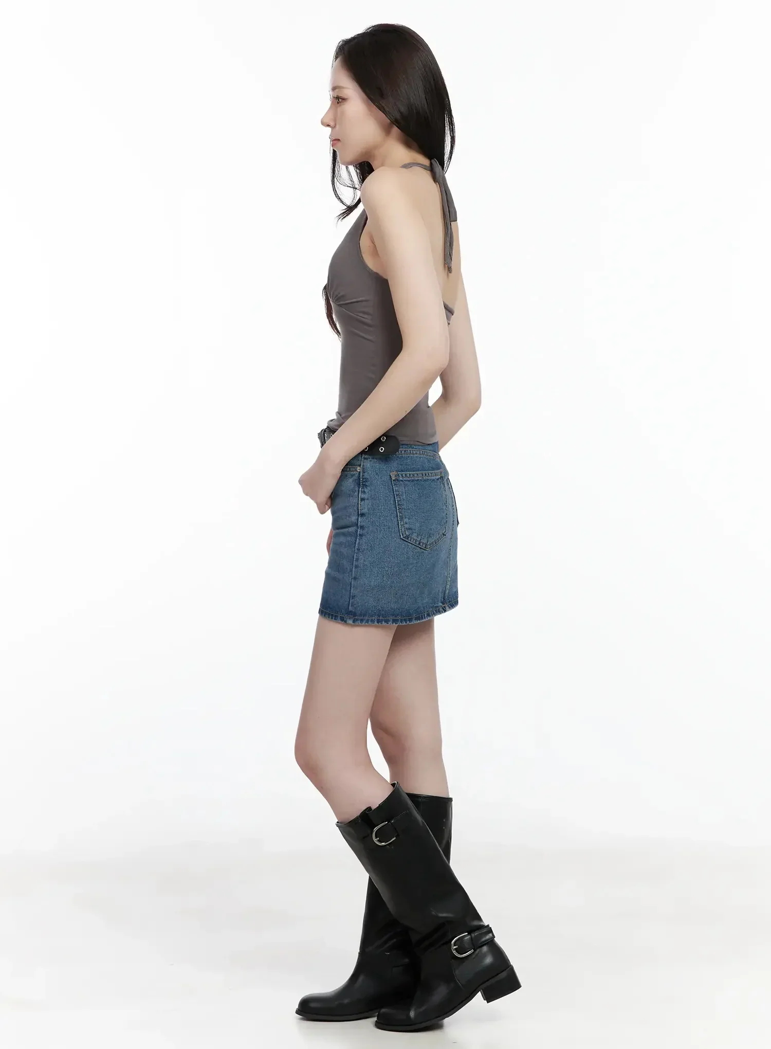 Shirred Sleeveless Halter Neck Tank Top IJ528 - Image 9