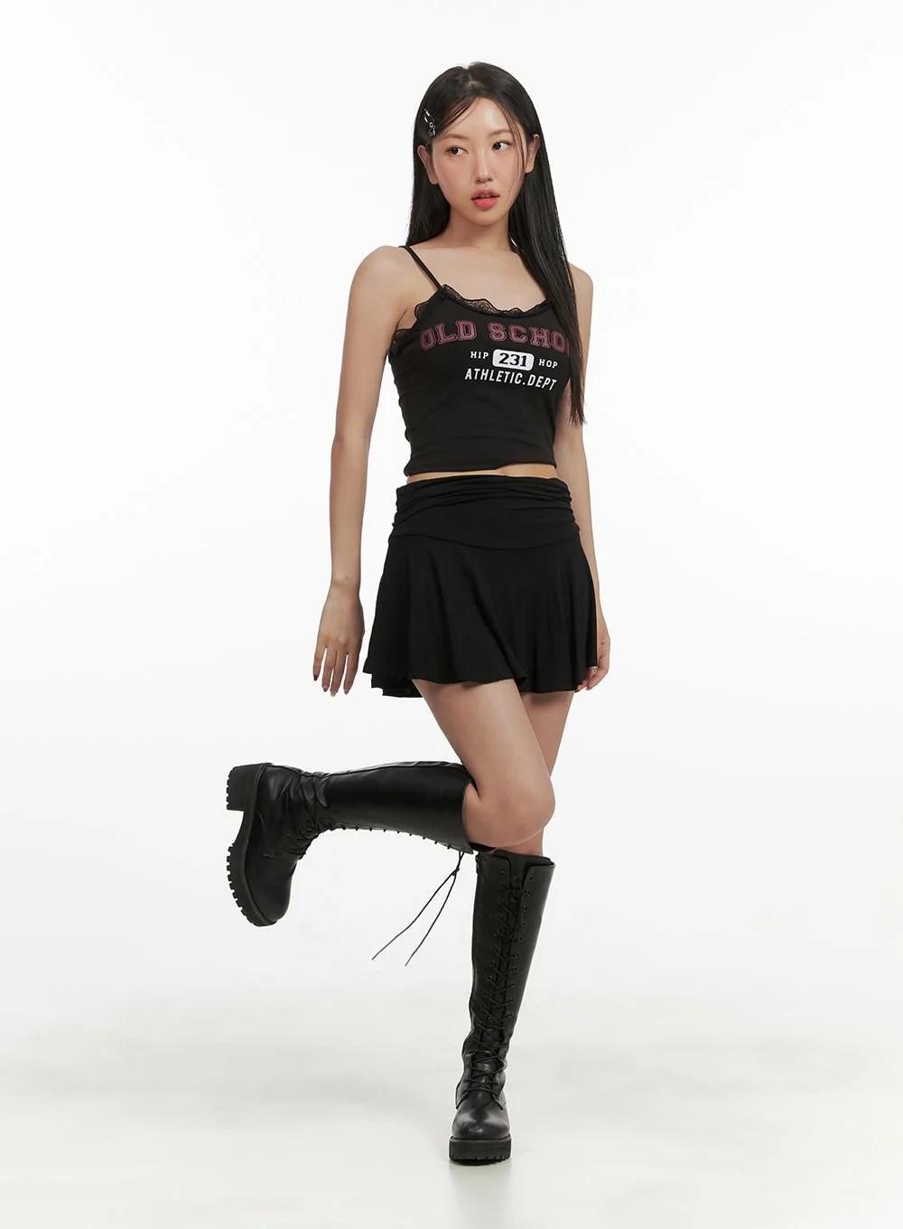 Shirred Solid Mini Skirt CY420 - Image 3