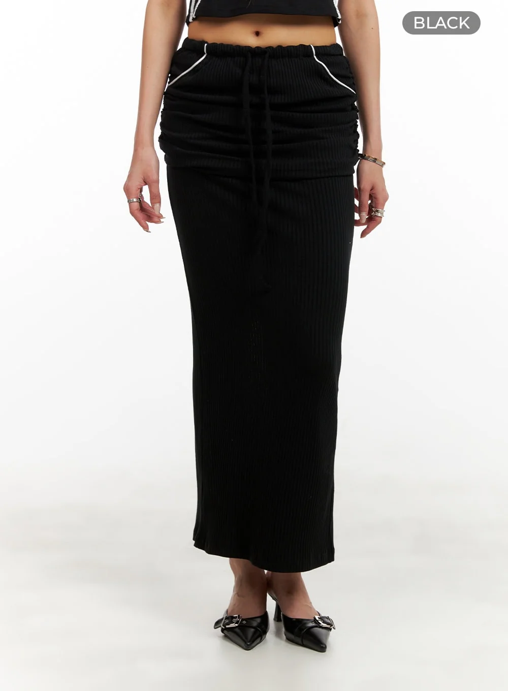 Shirred Sporty Maxi Skirt CY402 - Image 10