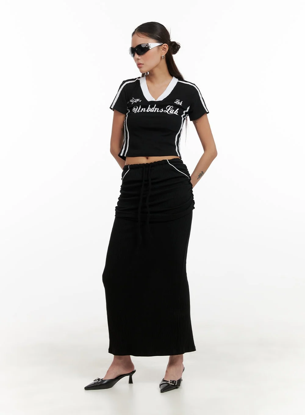 Shirred Sporty Maxi Skirt CY402 - Image 4