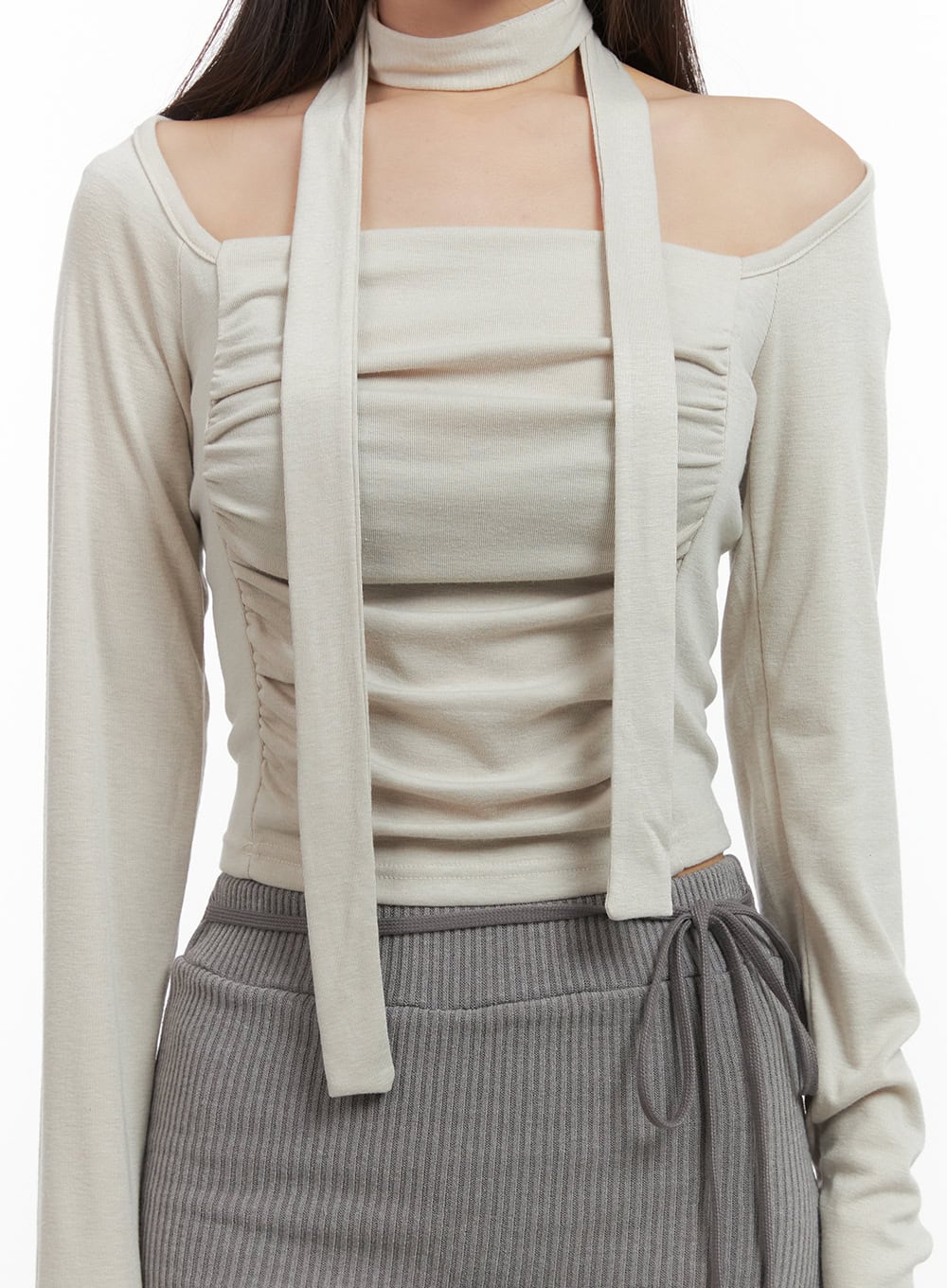 Shirred Square Neck Crop Top CO417 - Image 3