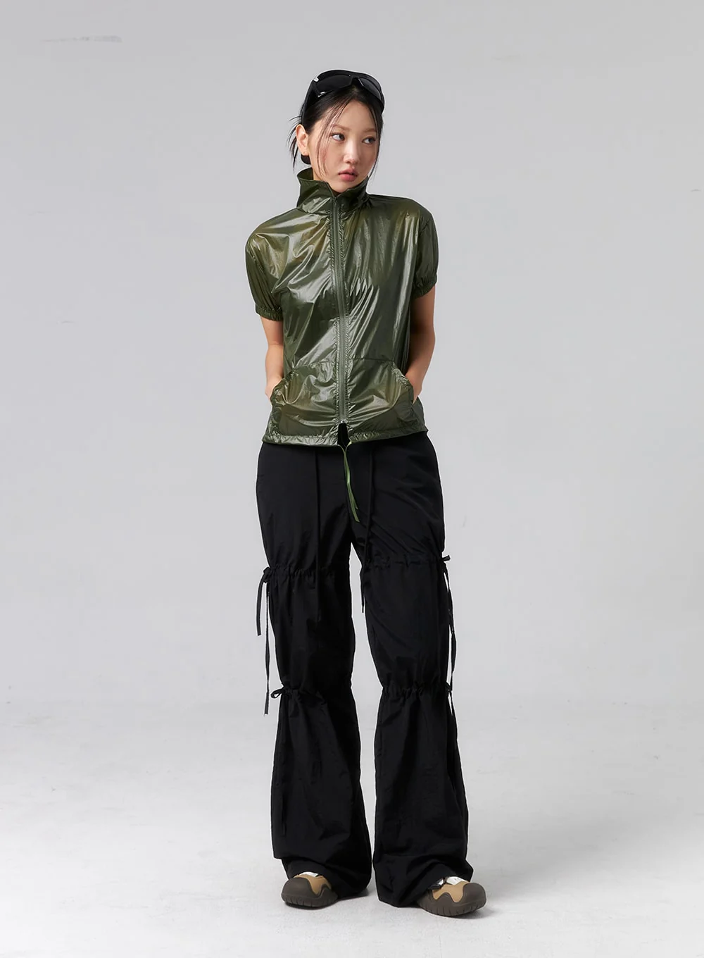 Short Sleeve Nylon Zip-Up CL319 - Image 7