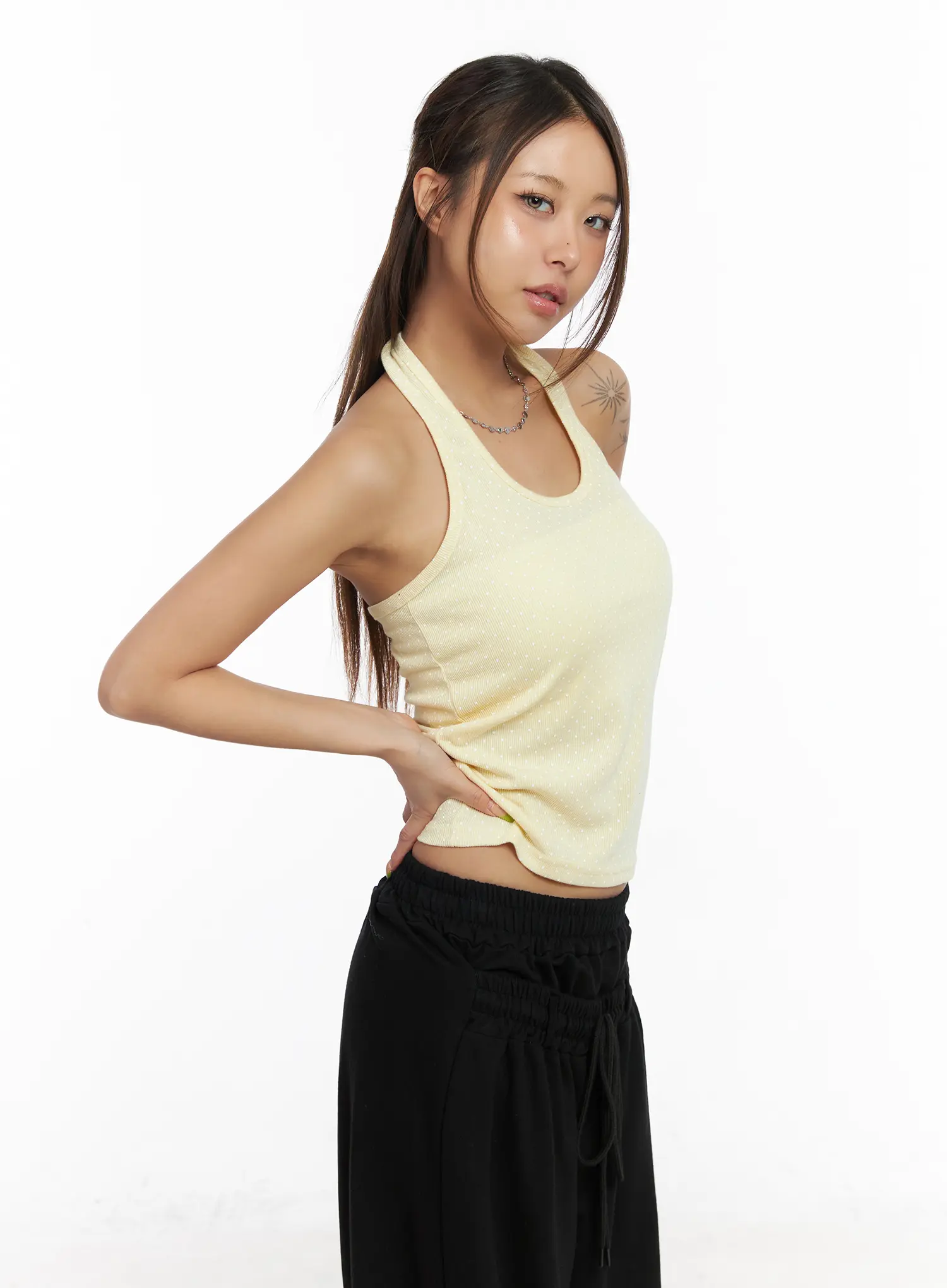 Side Button Polka Dot Halter Top CM525 - Image 7