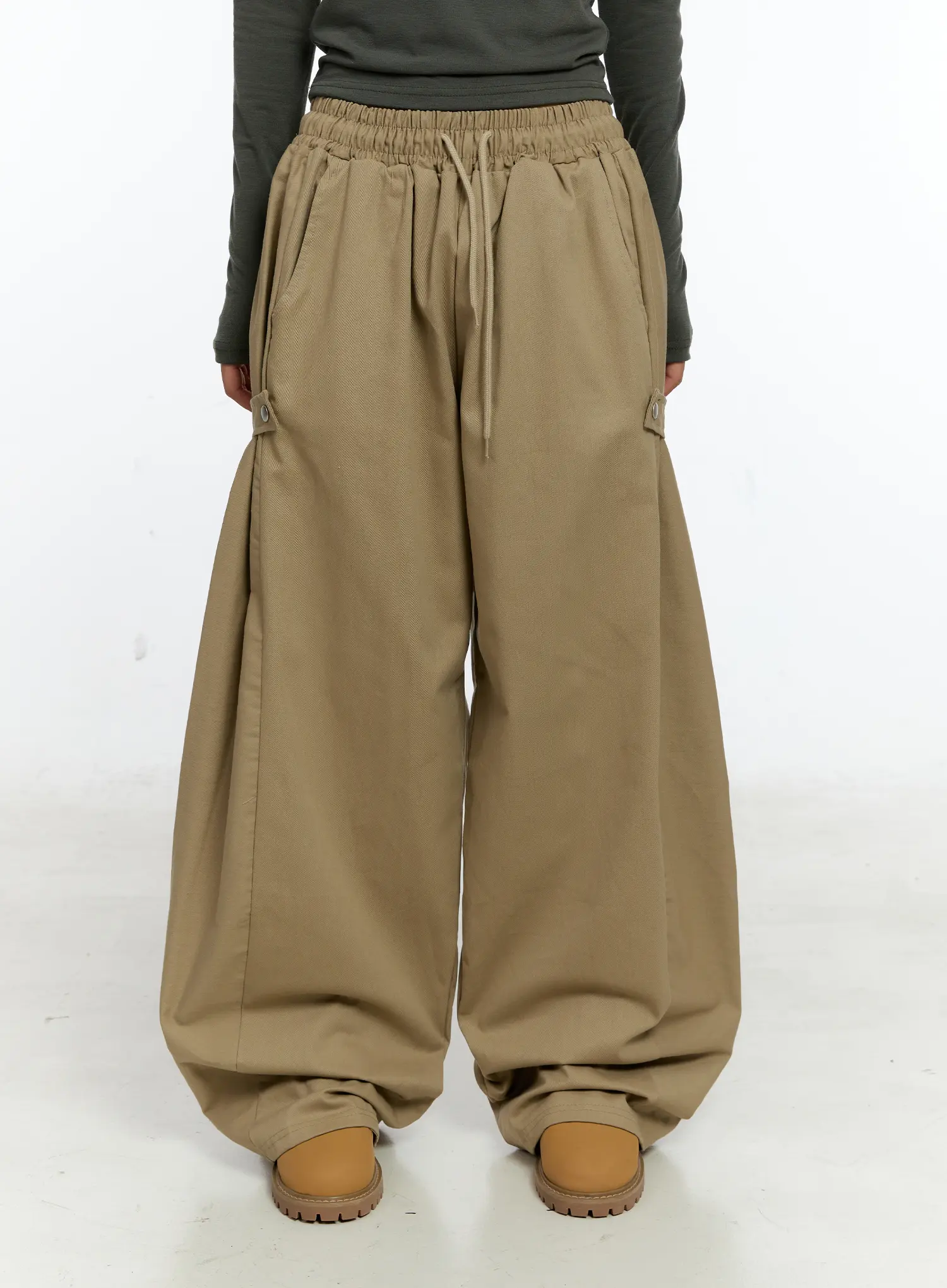 Side Button Wide Leg Pants CS517 - Image 2