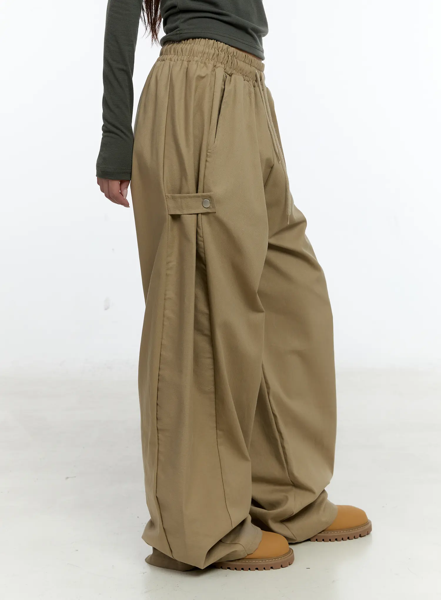 Side Button Wide Leg Pants CS517 - Image 3