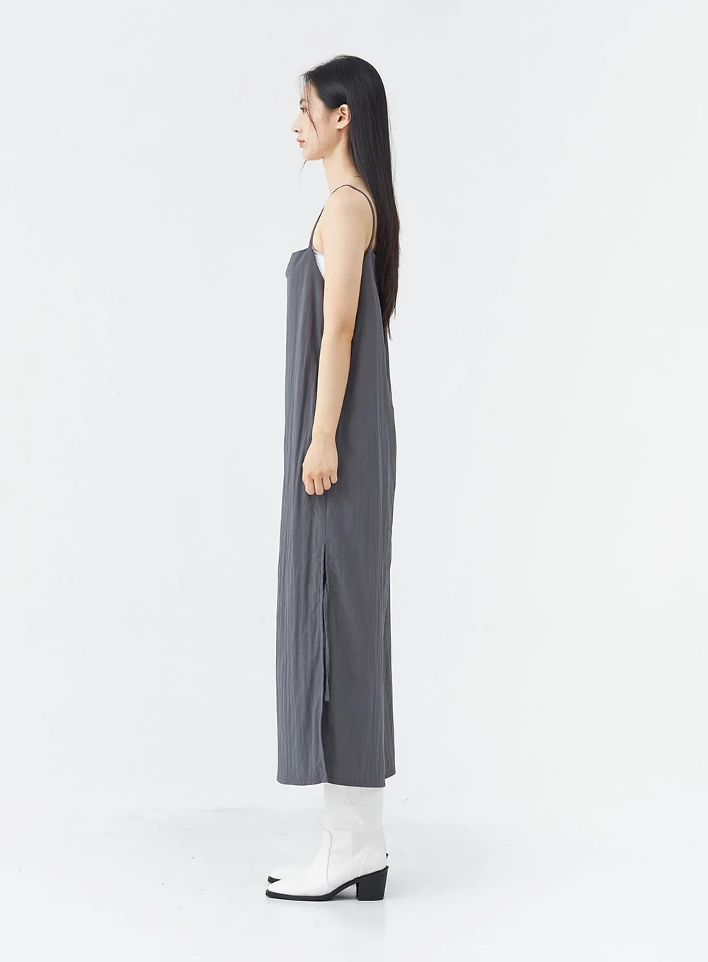 Side Shirring Sleeveless Strap Maxi Dress OG12 - Image 18
