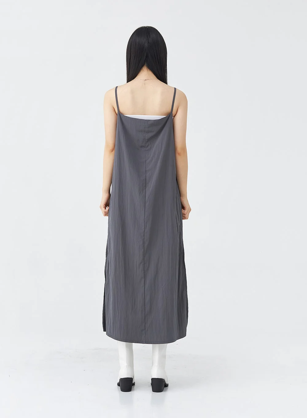 Side Shirring Sleeveless Strap Maxi Dress OG12 - Image 19