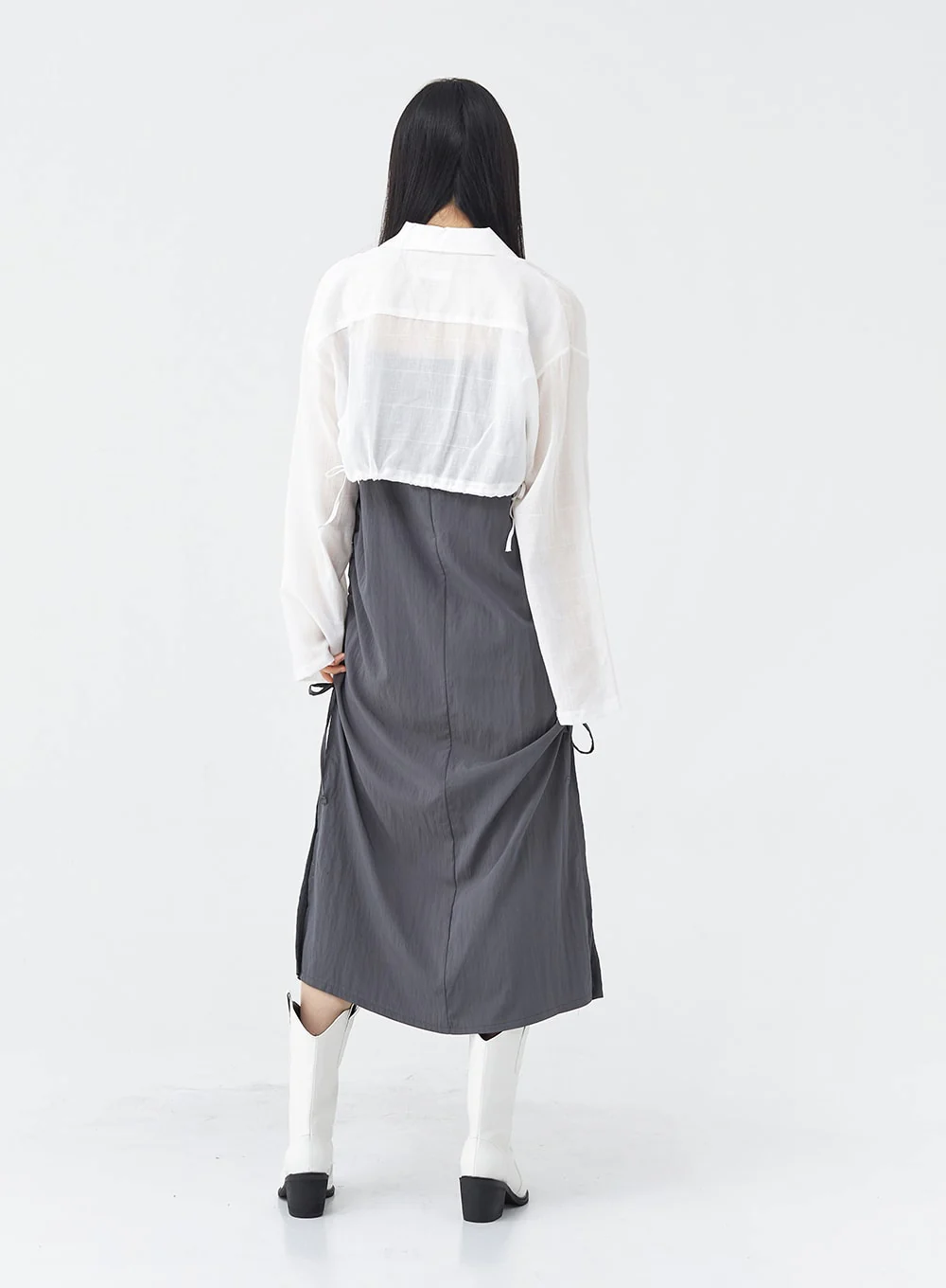 Side Shirring Sleeveless Strap Maxi Dress OG12 - Image 9