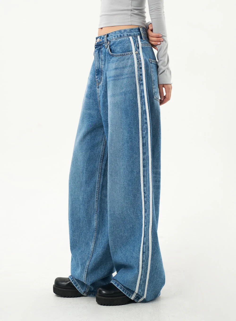 Side Stripe Jeans CA326 - Image 5