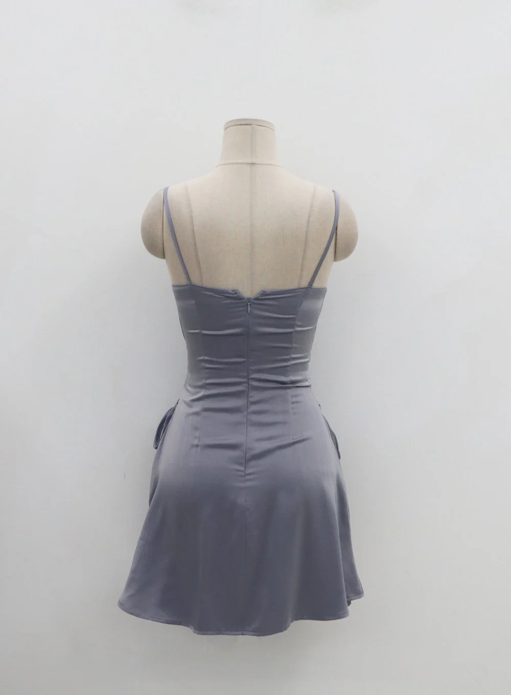Silky Satin Cross Waist Tie Thin Strap Mini Dress IO27 - Image 12